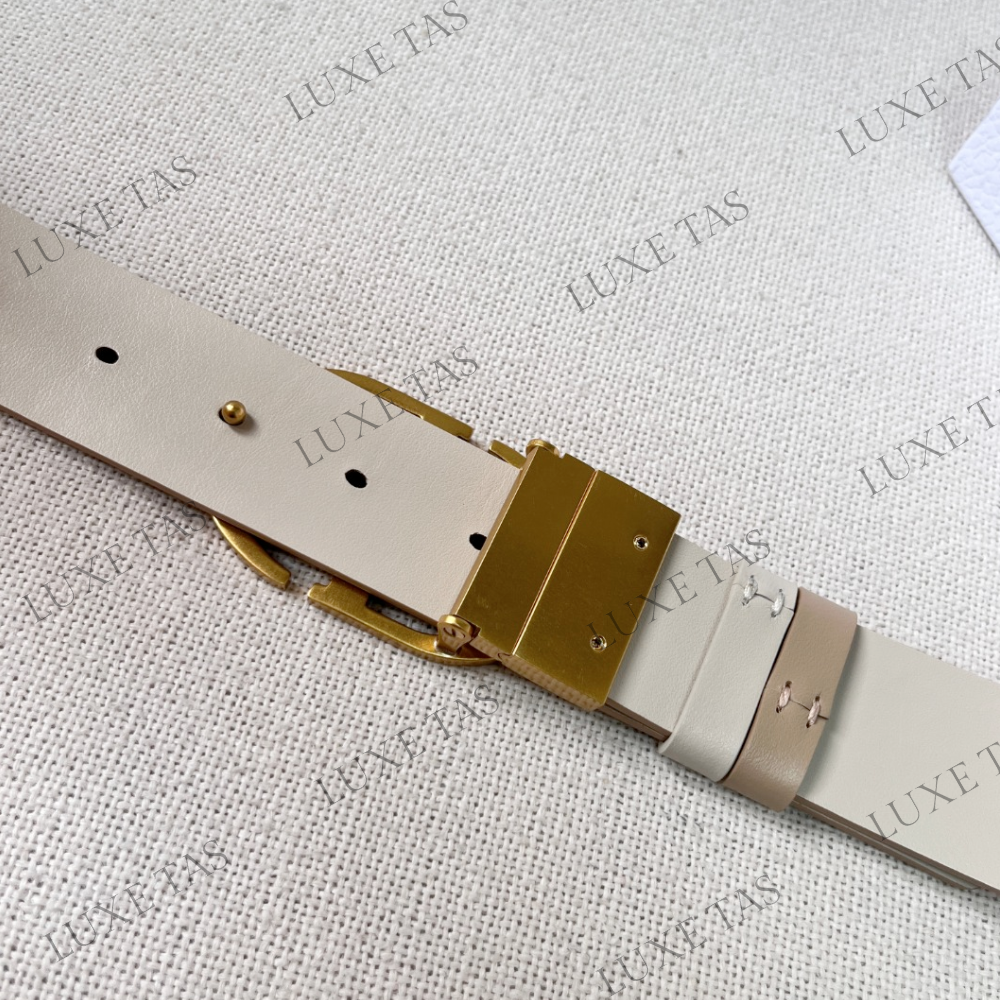 35mm Latte and Beige 30 Montaigne Reversible Belt Designer Belts for Women