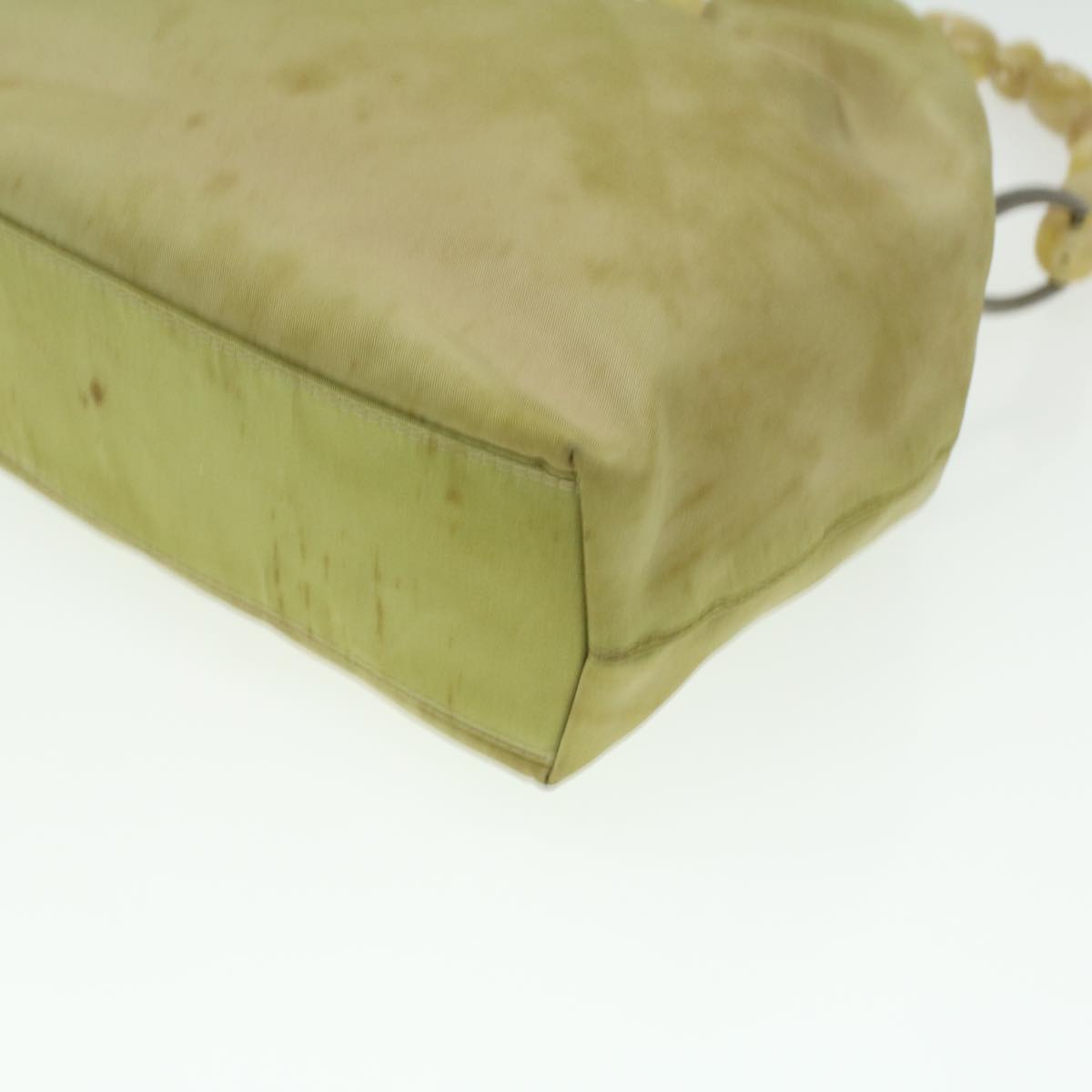 CHRISTIAN DIOR Maris Pearl Hand Bag Nylon Khaki Auth 37035