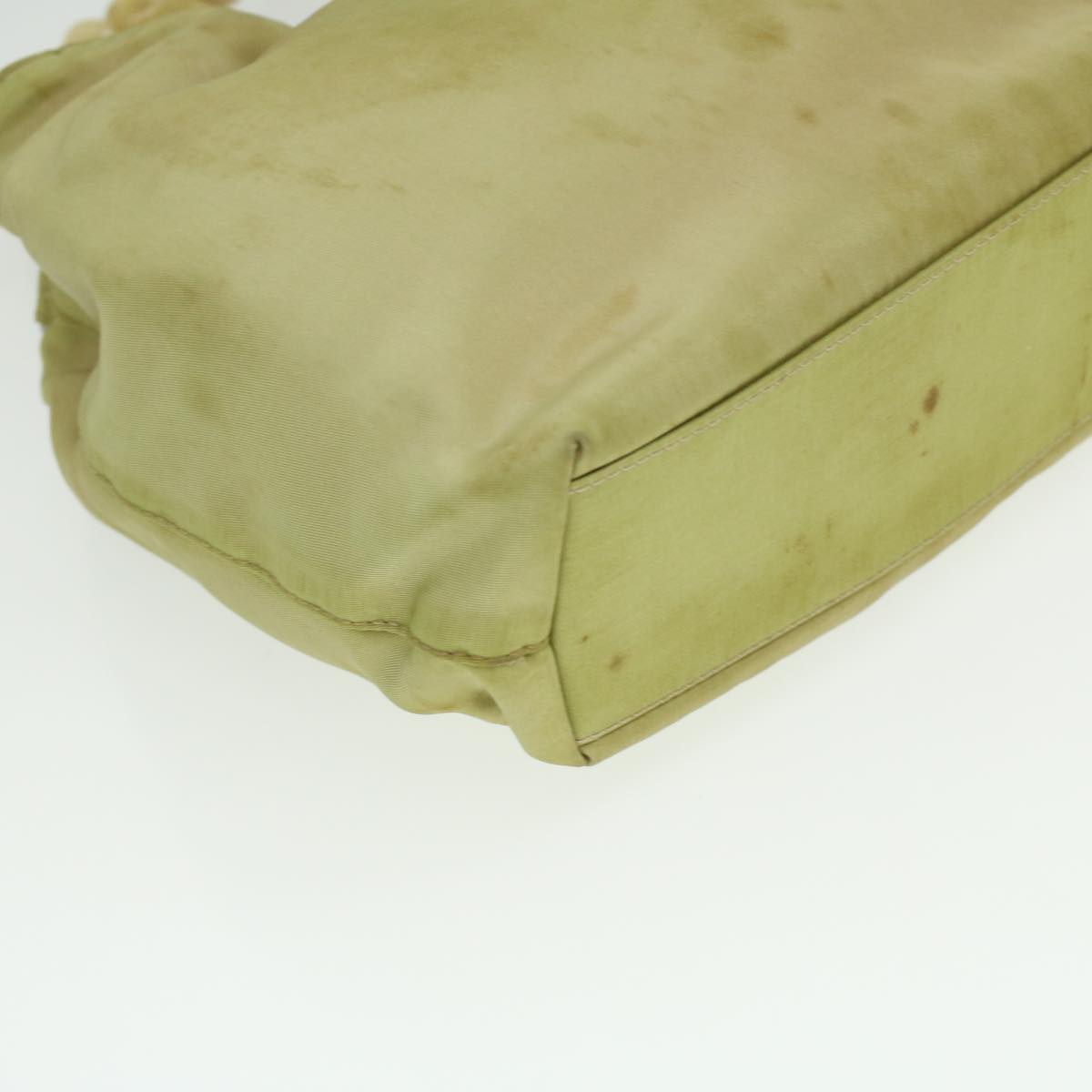 CHRISTIAN DIOR Maris Pearl Hand Bag Nylon Khaki Auth 37035