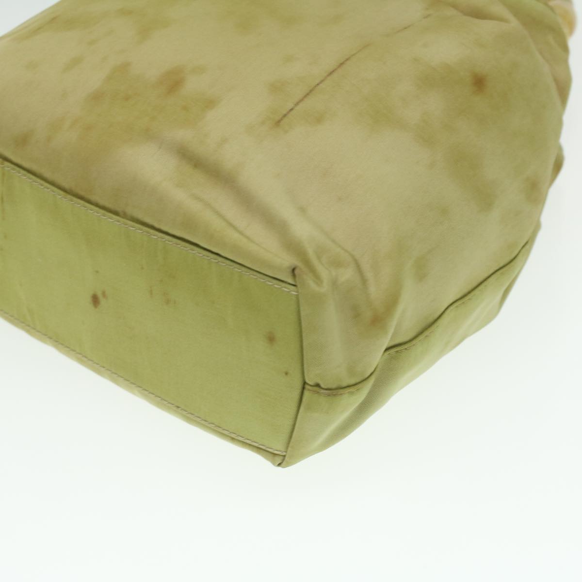 CHRISTIAN DIOR Maris Pearl Hand Bag Nylon Khaki Auth 37035