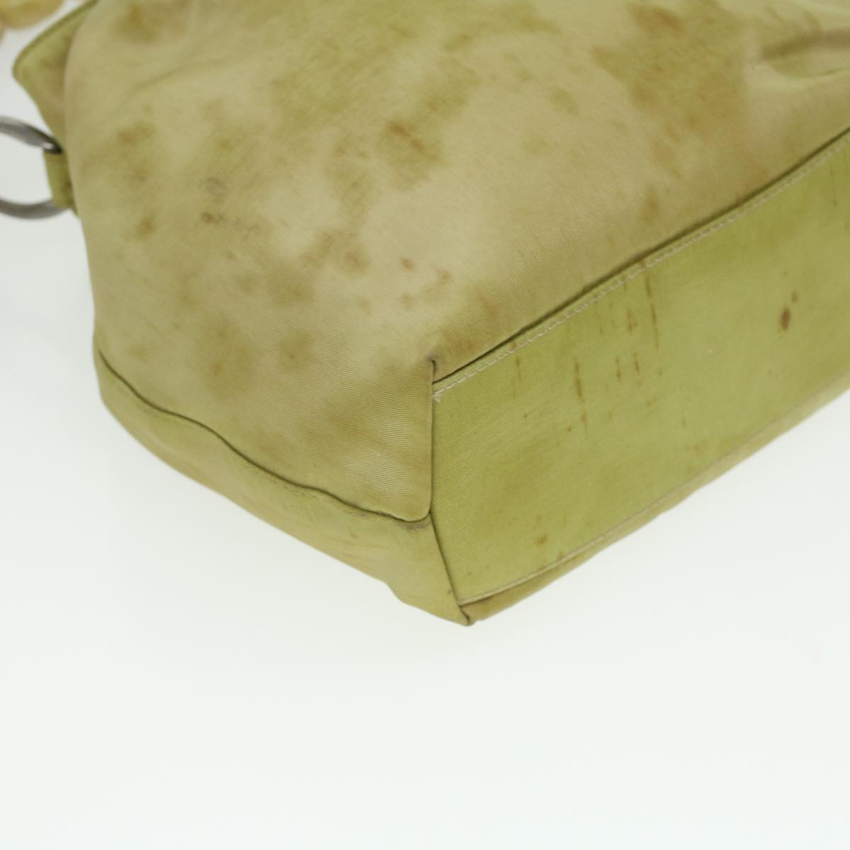 CHRISTIAN DIOR Maris Pearl Hand Bag Nylon Khaki Auth 37035