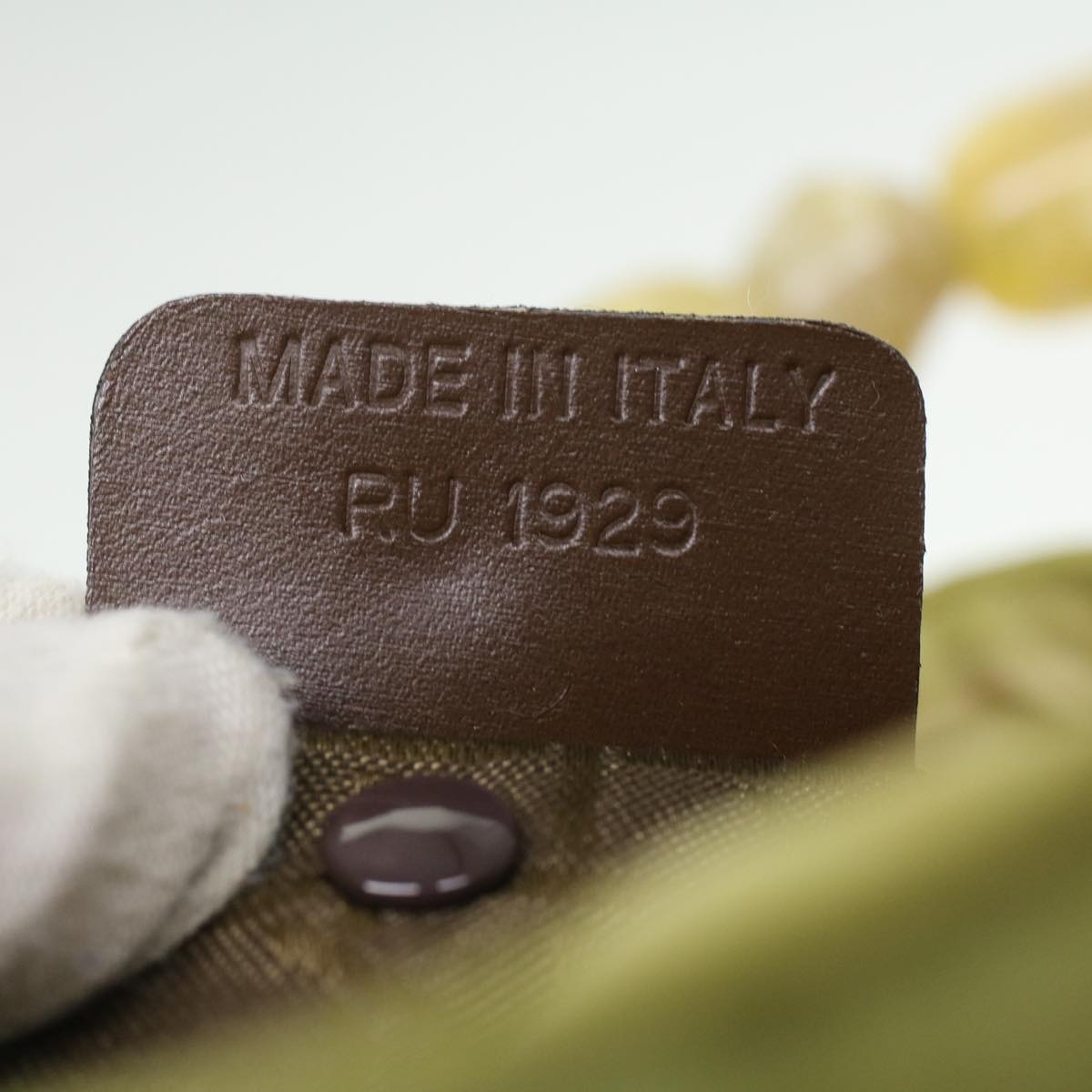 CHRISTIAN DIOR Maris Pearl Hand Bag Nylon Khaki Auth 37035