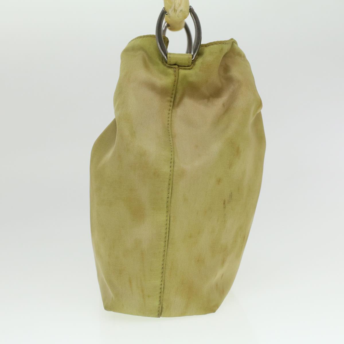 CHRISTIAN DIOR Maris Pearl Hand Bag Nylon Khaki Auth 37035