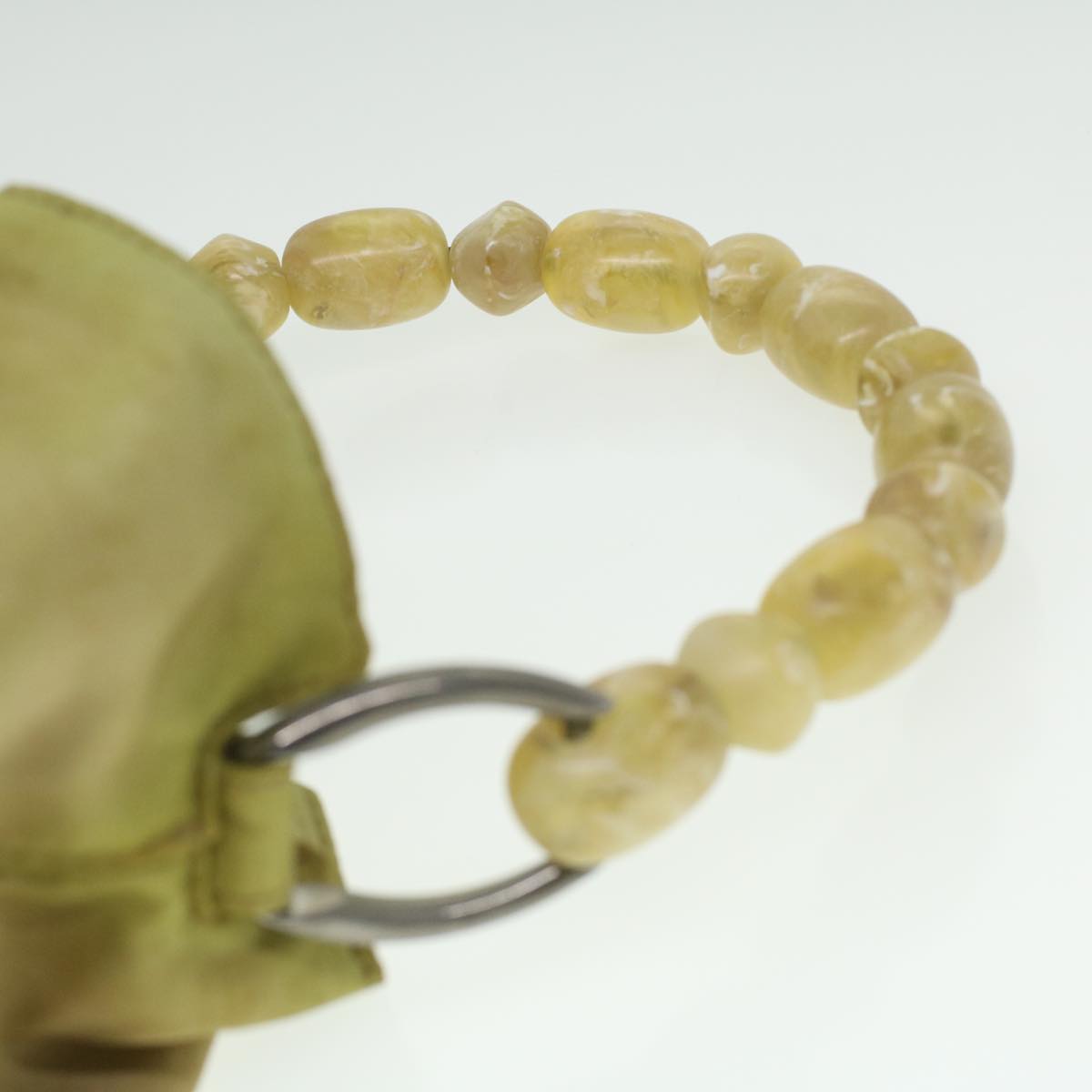 CHRISTIAN DIOR Maris Pearl Hand Bag Nylon Khaki Auth 37035