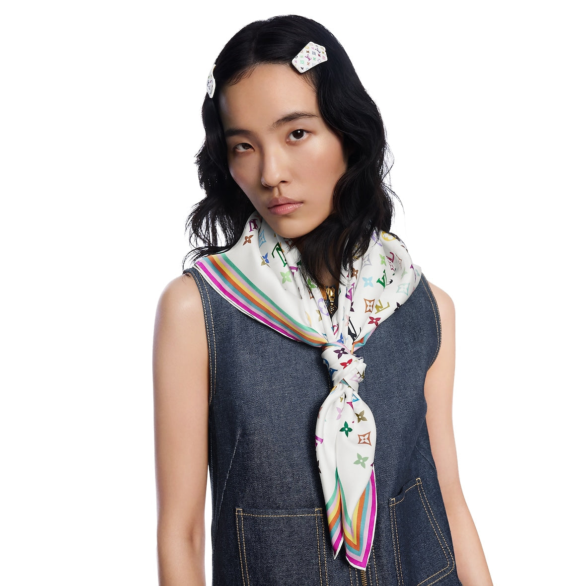 Louis Vuitton x Takashi Murakami Monogram Multicolor Silk Square 90