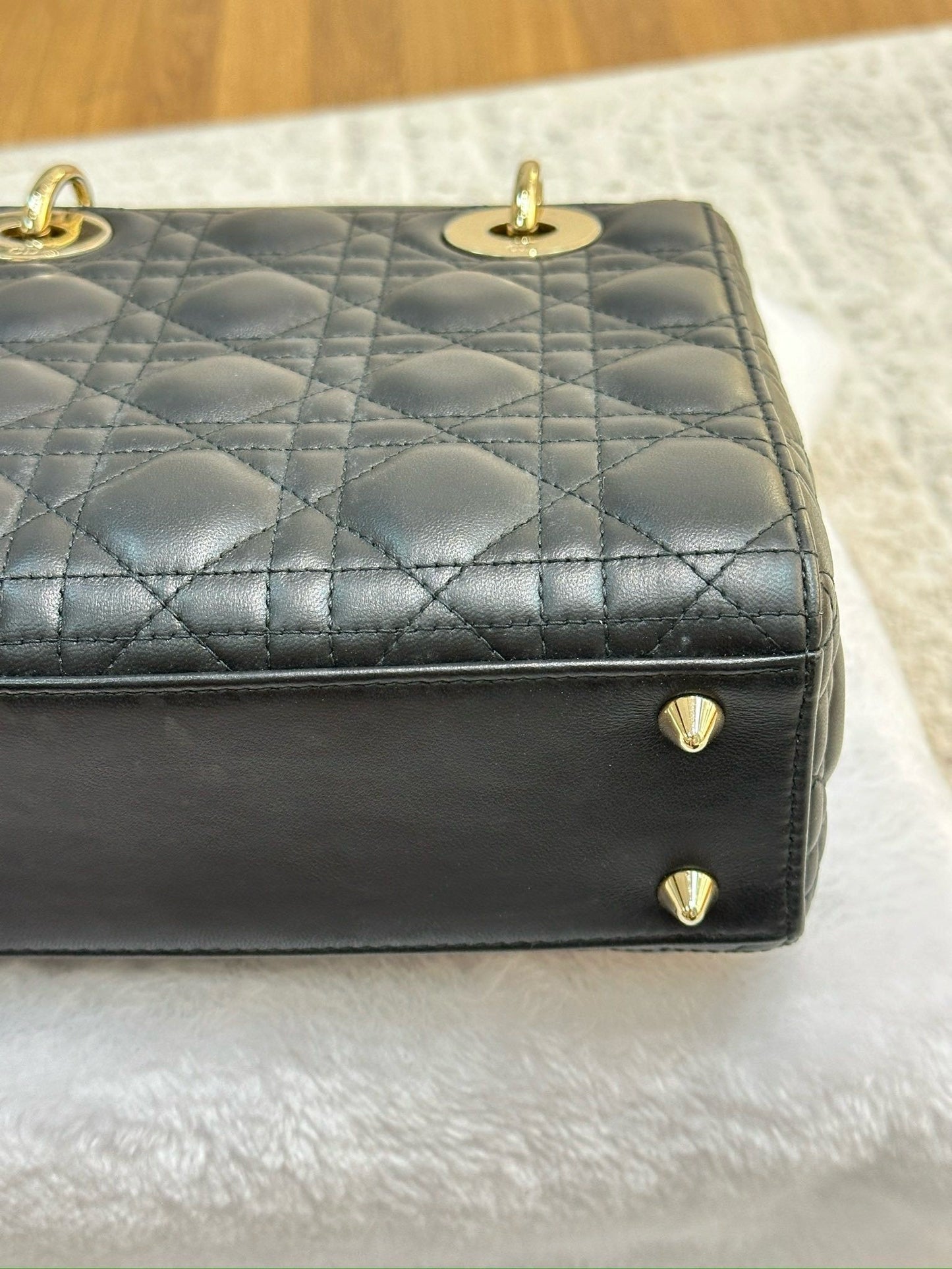 Christian Dior Small Cannage Lambskin My Lady Dior ABC Bag Black GHW