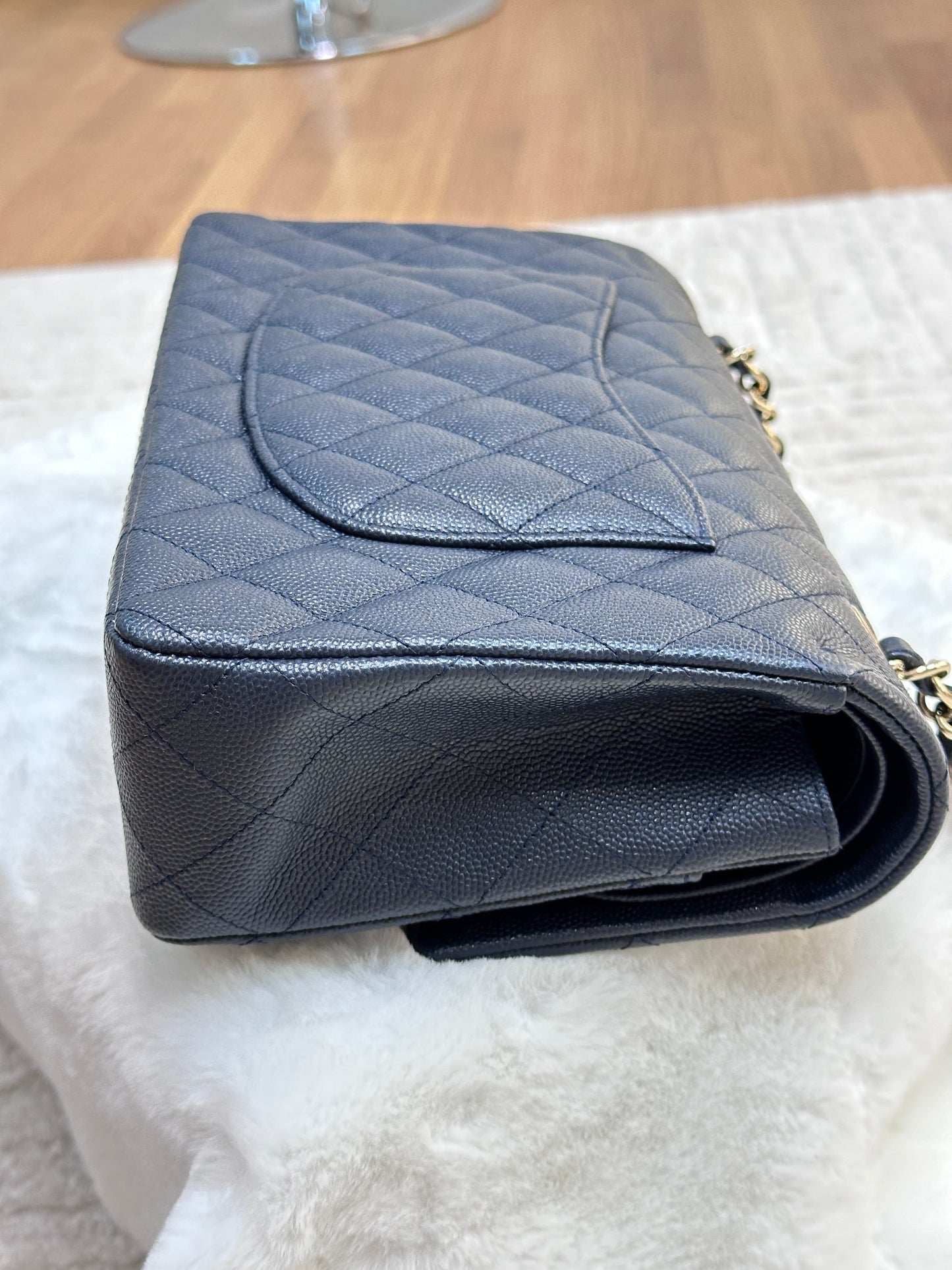 CHANEL Caviar Quilted Medium Double Flap 18B Navy