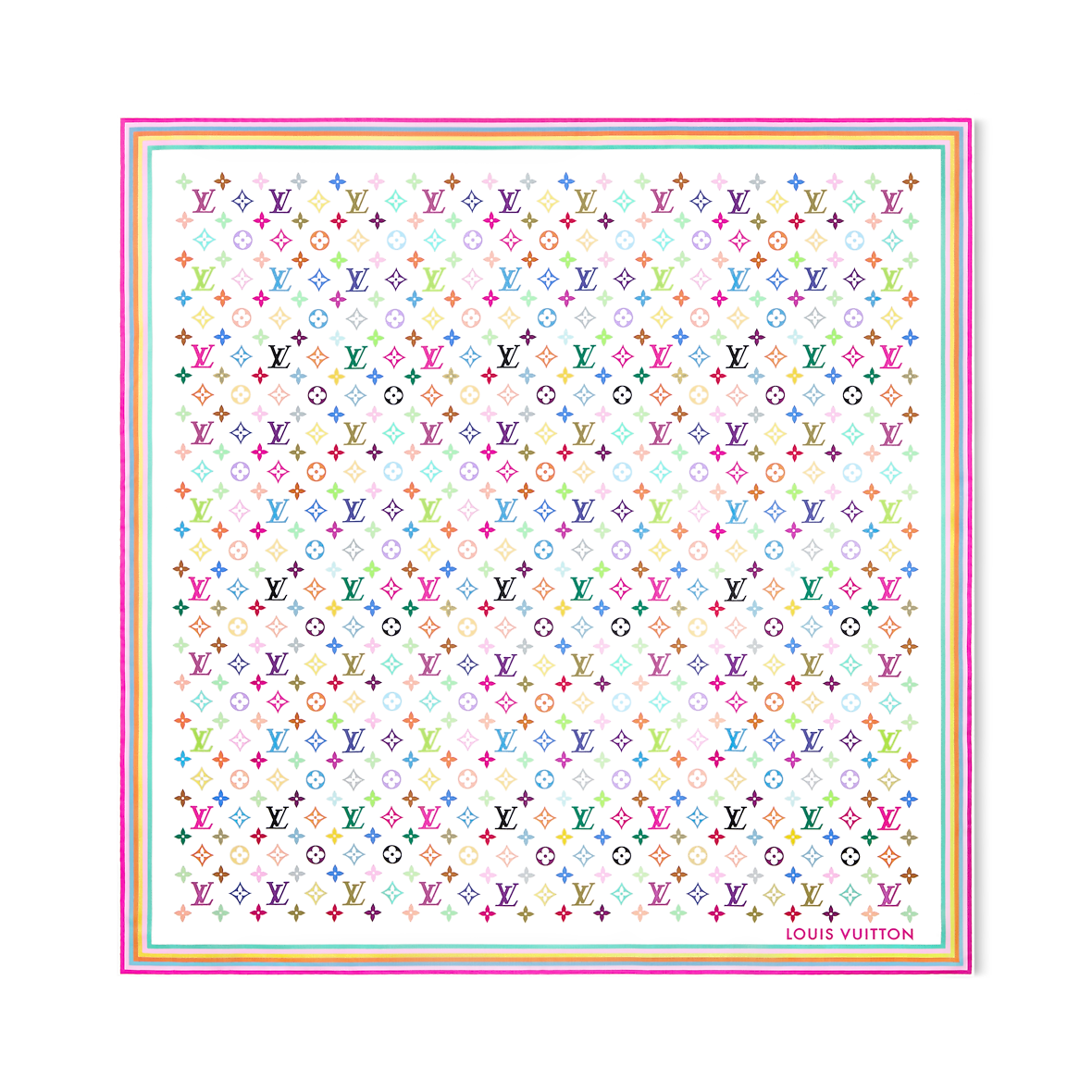 Louis Vuitton x Takashi Murakami Monogram Multicolor Silk Square 90