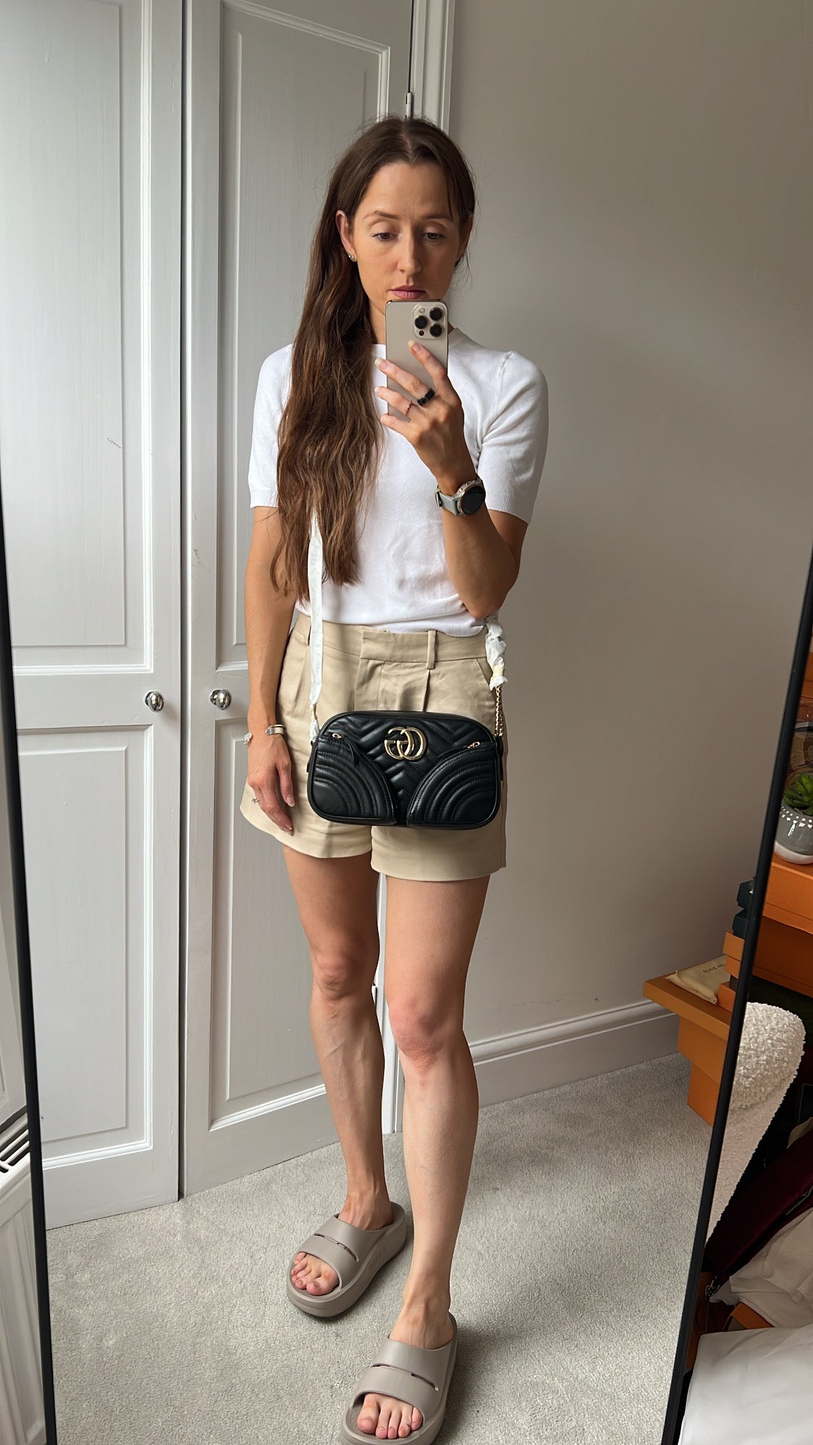 Gucci GG Black Multi Pocket Marmont Shoulder Bag