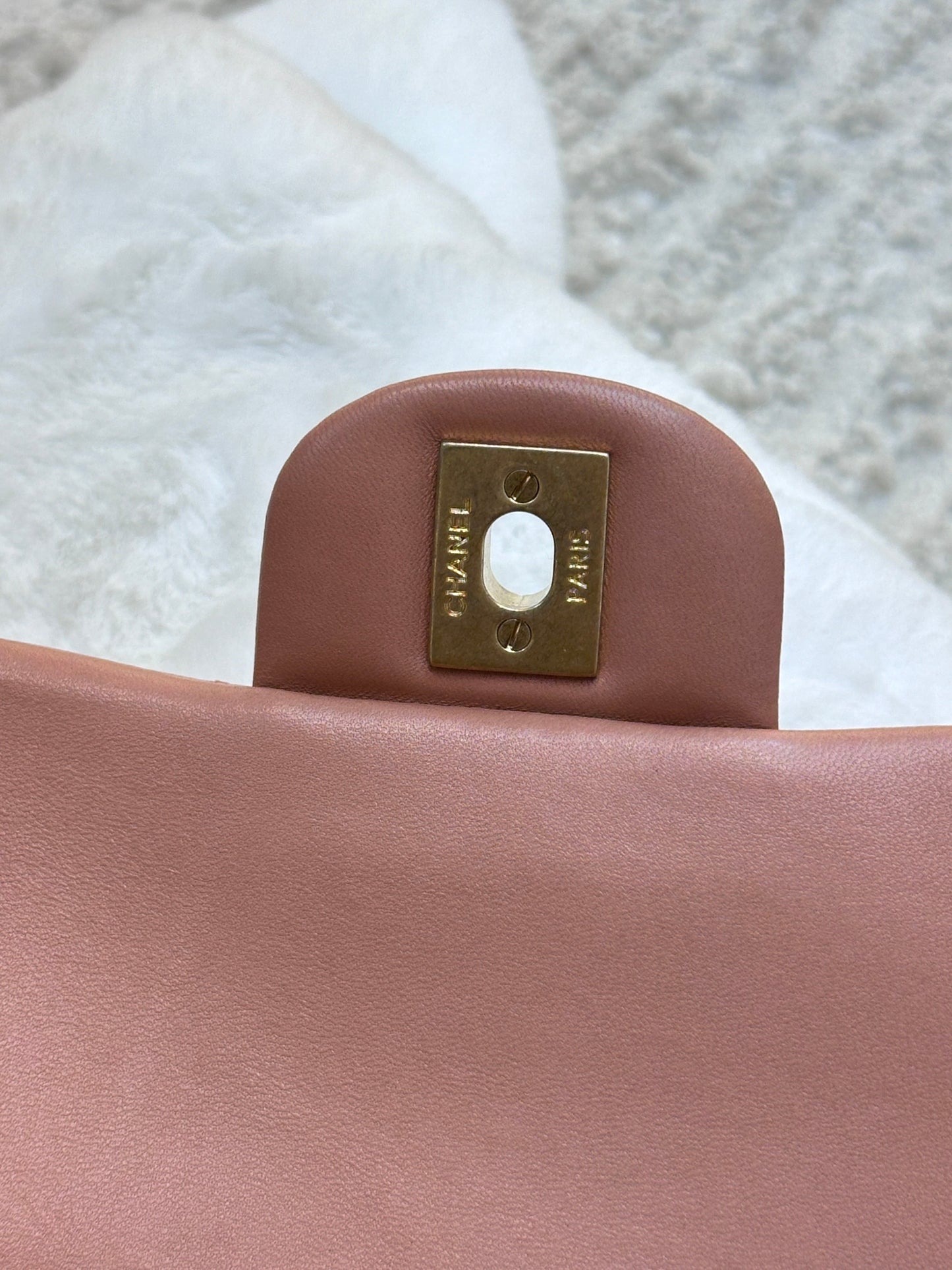 Chanel 2018 Blush Beige Mini Flap Bag with Lucky Charms Stud Embellishment