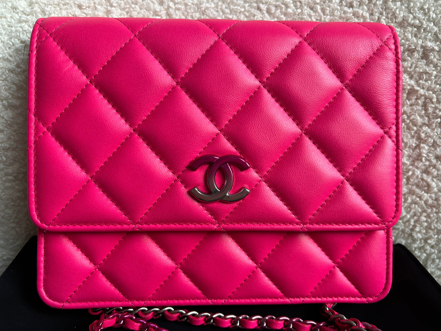 Chanel Quilted Bright Pink Chain Clutch (RRP £3320)