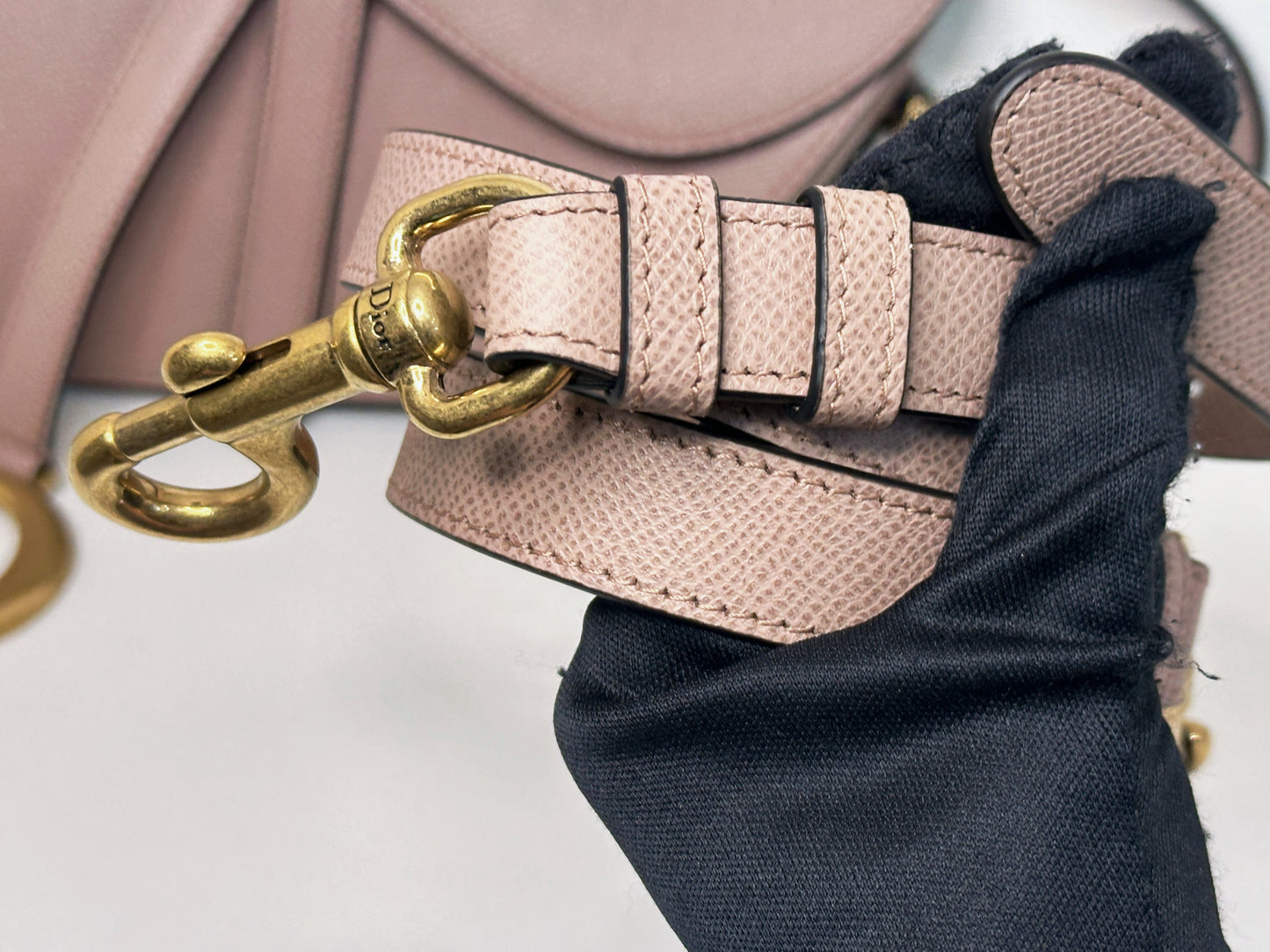 Christian Dior Saddle Bag with Strap Golden Saddle Nude Brush Grained Calfskin 2023 year