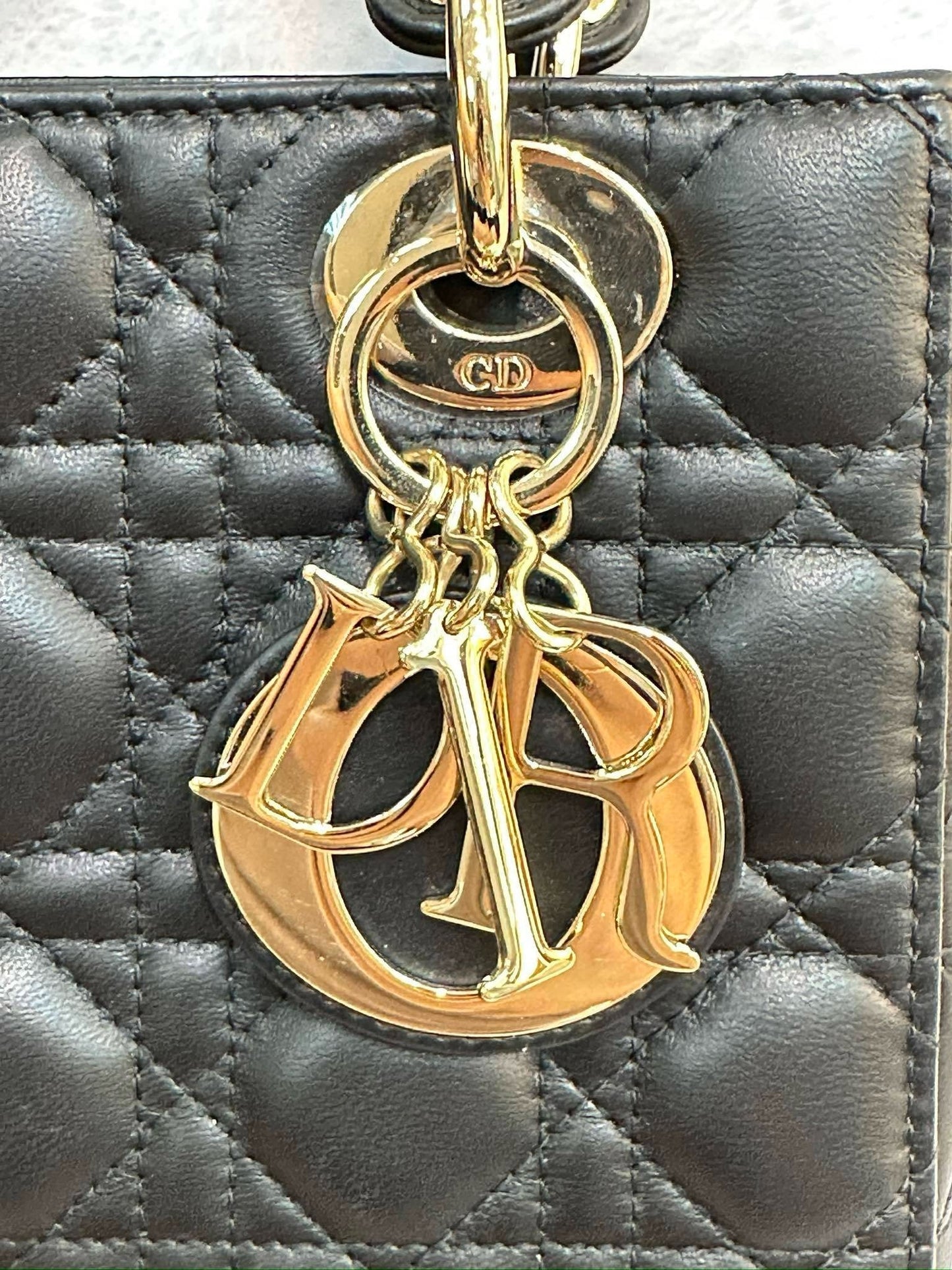 Christian Dior Small Cannage Lambskin My Lady Dior ABC Bag Black GHW