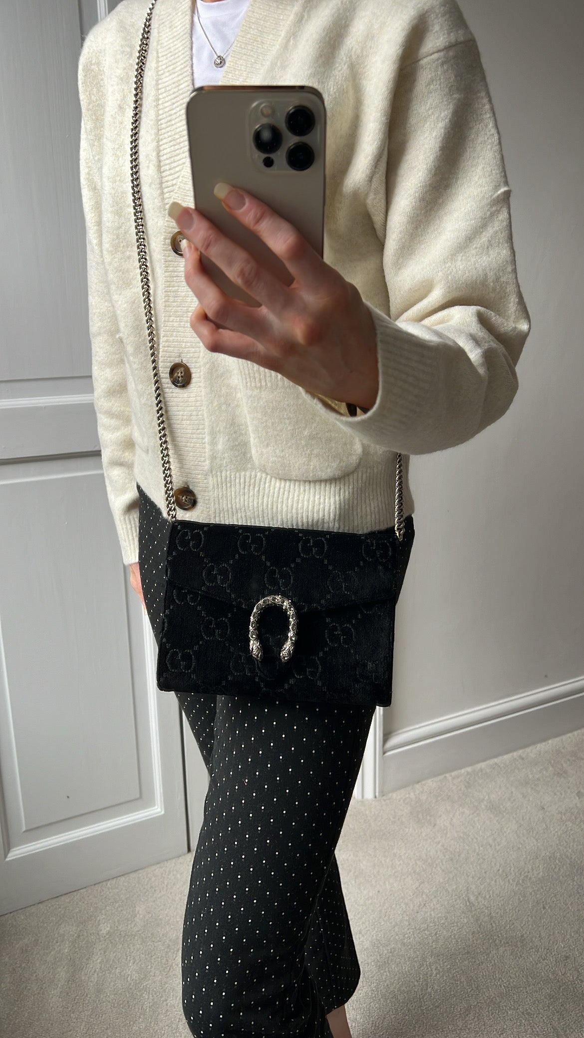 Gucci Black Velvet Dionysus Mini Chain Bag