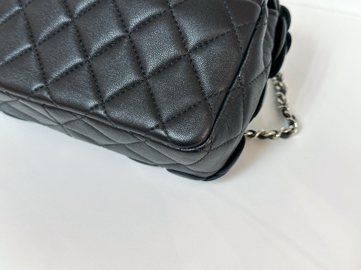 CHANEL Camellia Lambskin Patent Around Flap Crossbody Bag holo card 2246