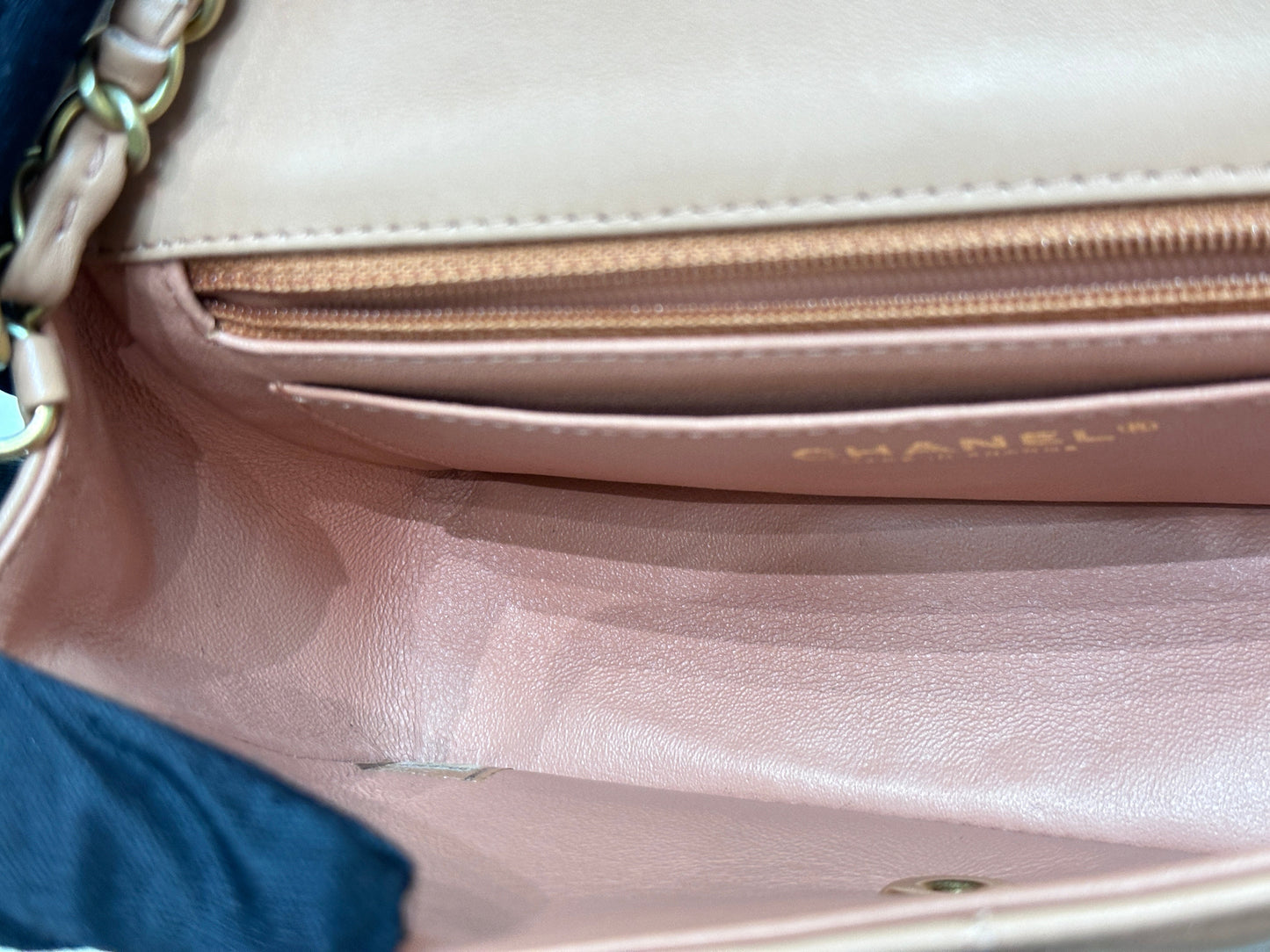 Chanel 2018 Blush Beige Mini Flap Bag with Lucky Charms Stud Embellishment