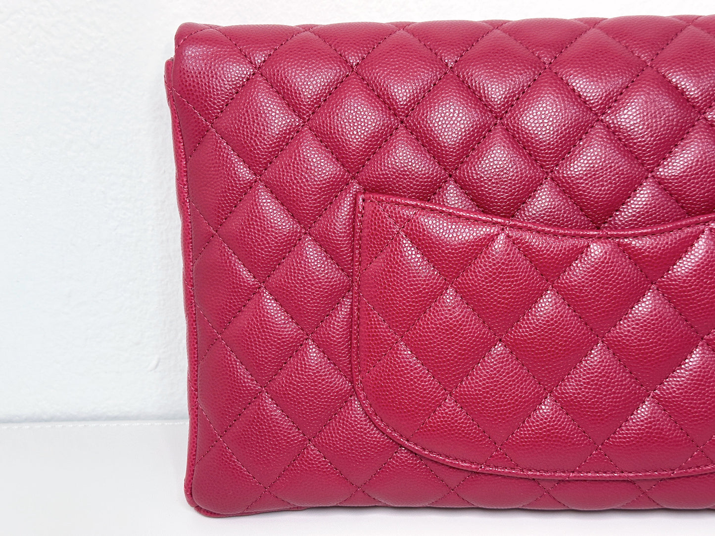 Chanel Flap Clutch Bag Red Caviar SHW 2645 holo card