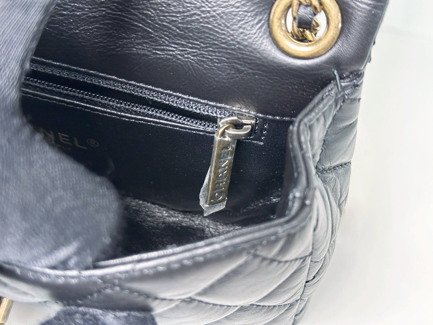 Chanel Mini Limited Edition Aged Calfskin Quilted Medallion Flap Black GHW 2063 holo card