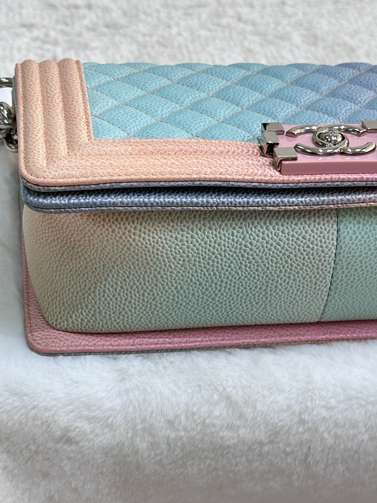 Chanel Rainbow Qulited Caviar LeBoy Bag Medium