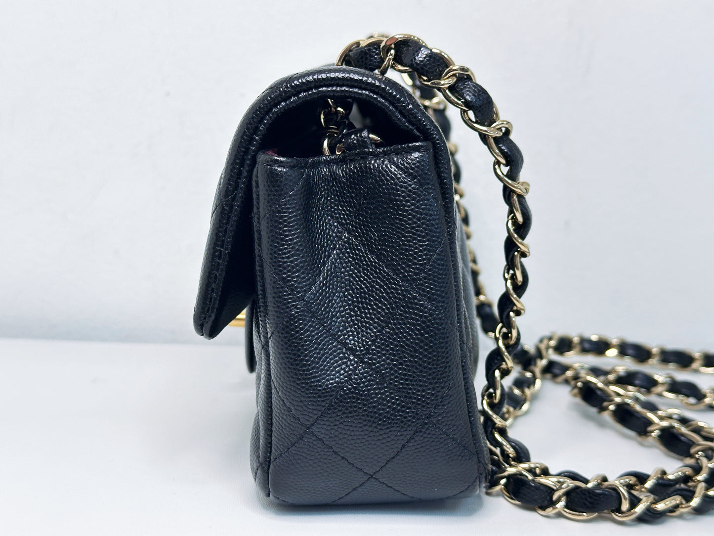 Chanel Caviar Quilted Mini Rectangular Flap black GHW 2449 holo card