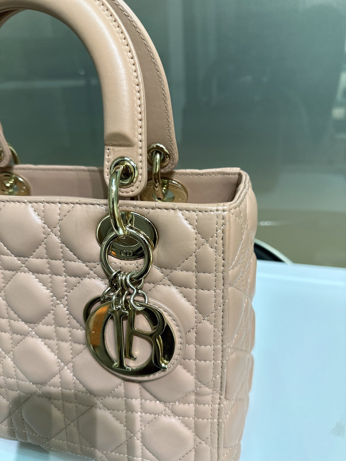 Medium Lady Dior Bag Milk Cannage Lambskin