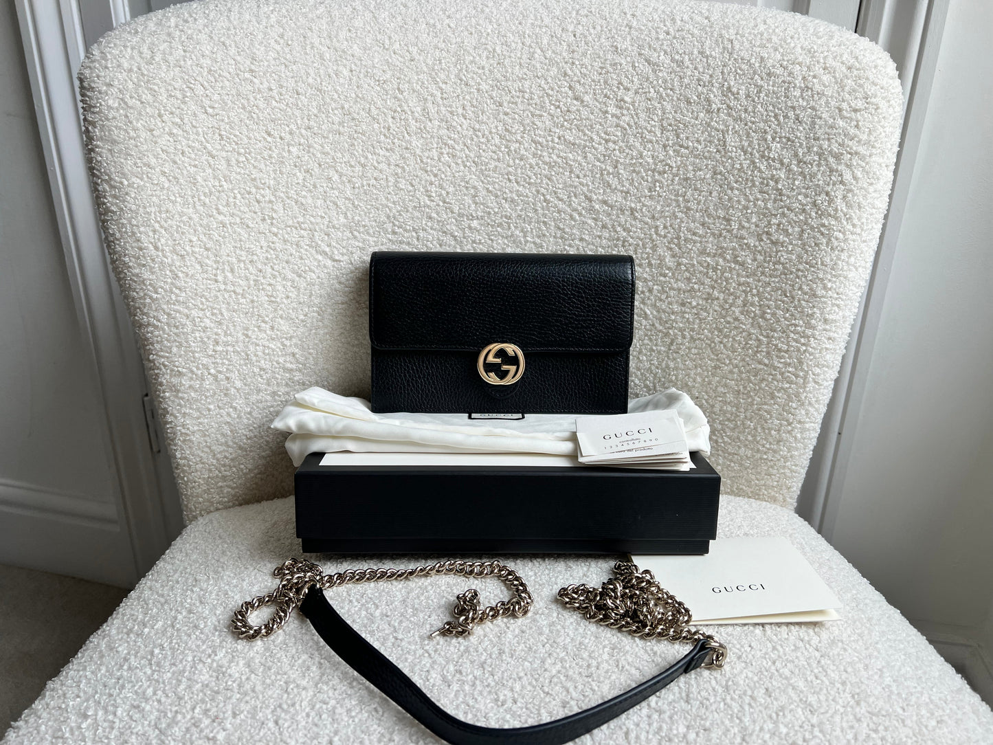 Gucci Black Interlocking GG Chain Wallet