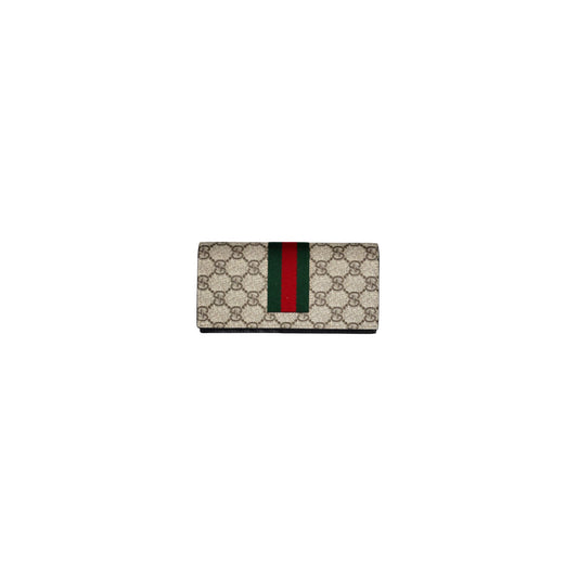 Gucci CI GG Supreme Monogram Selleria Calfskin Continental Wallet