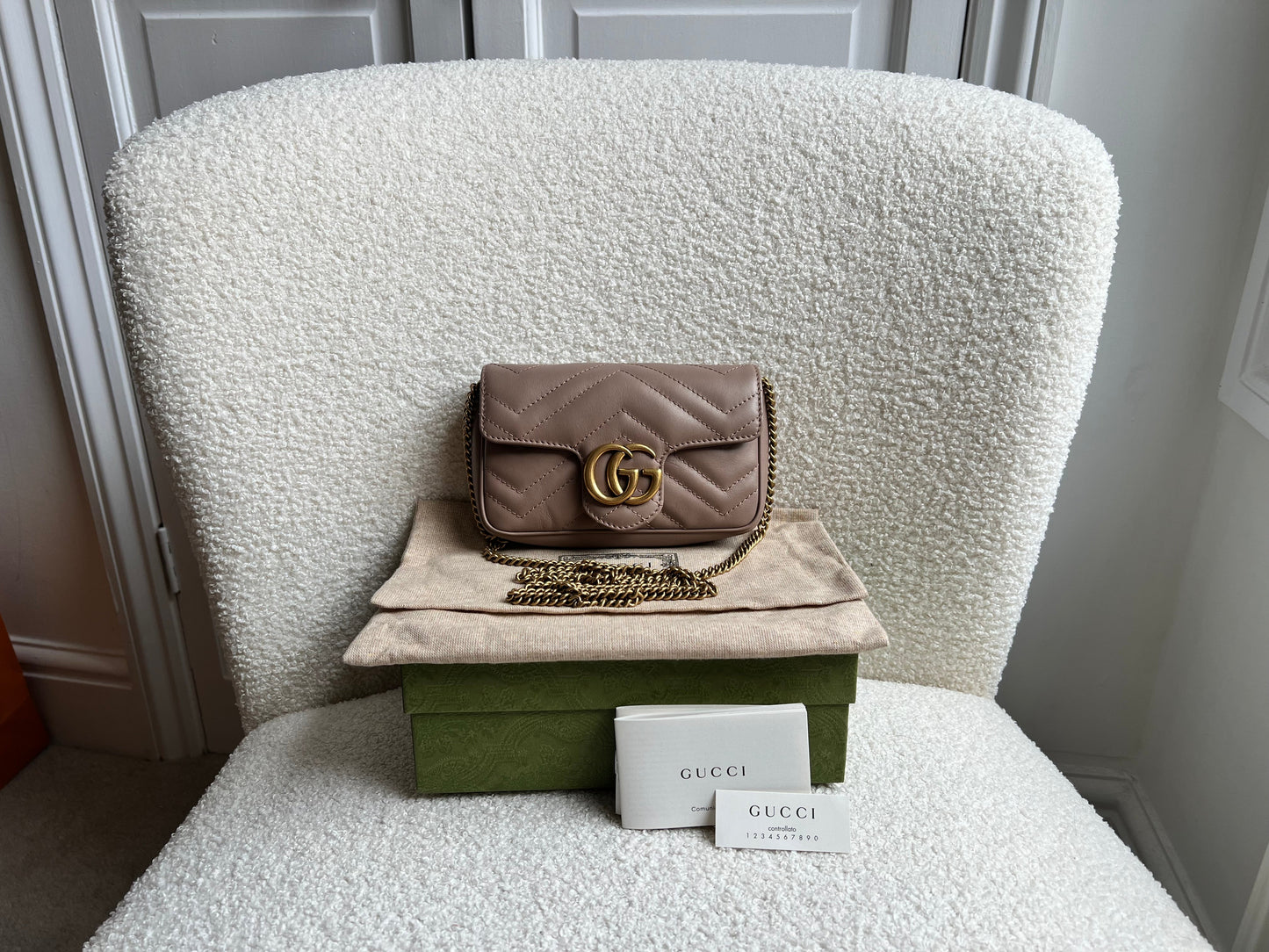 Gucci GG Dusty Pink Marmont Super Mini Shoulder Bag (RRP £1080)