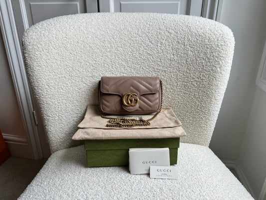 Gucci GG Dusty Pink Marmont Super Mini Shoulder Bag (RRP £1080)