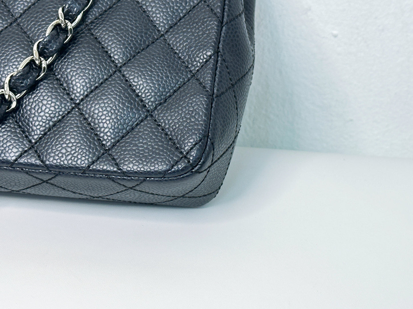 Chanel Caviar East West Flap Bag Black SHW 1131 holo card
