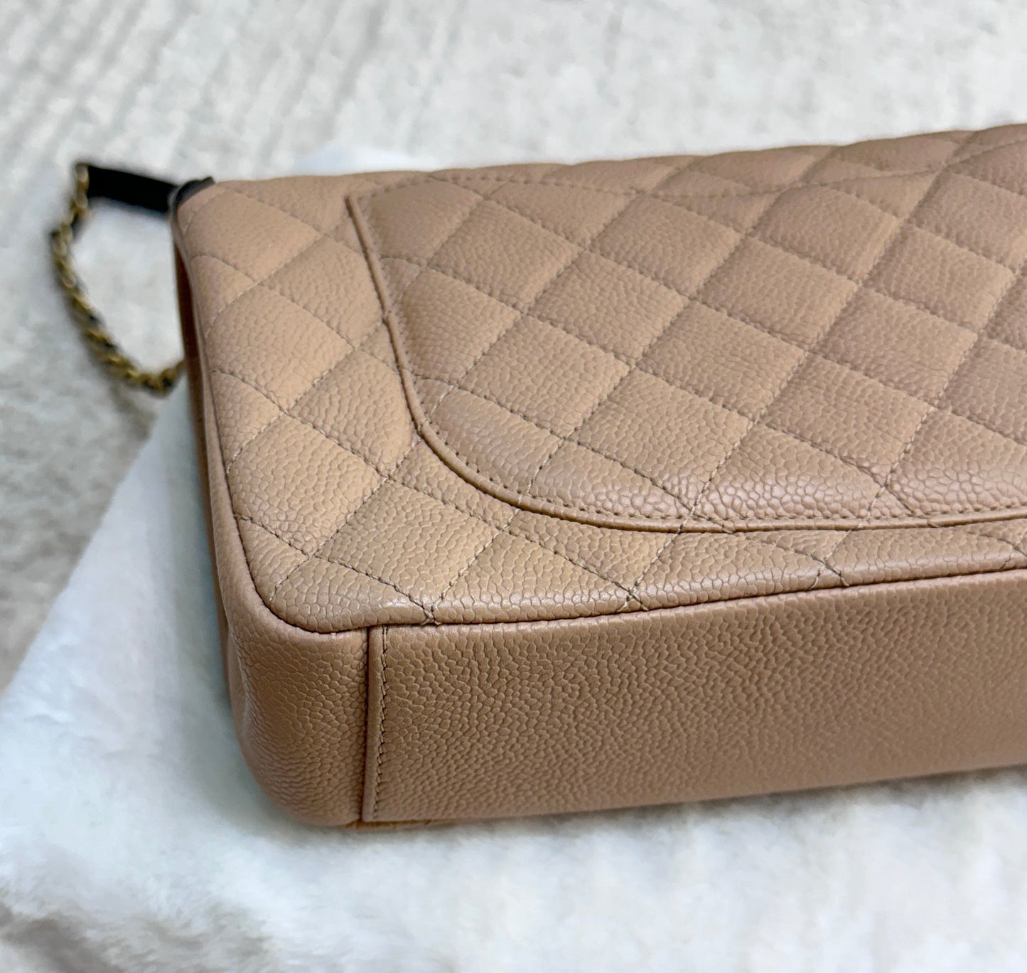 CHANEL Caviar Quilted Medium CC Filigree Flap Beige Black