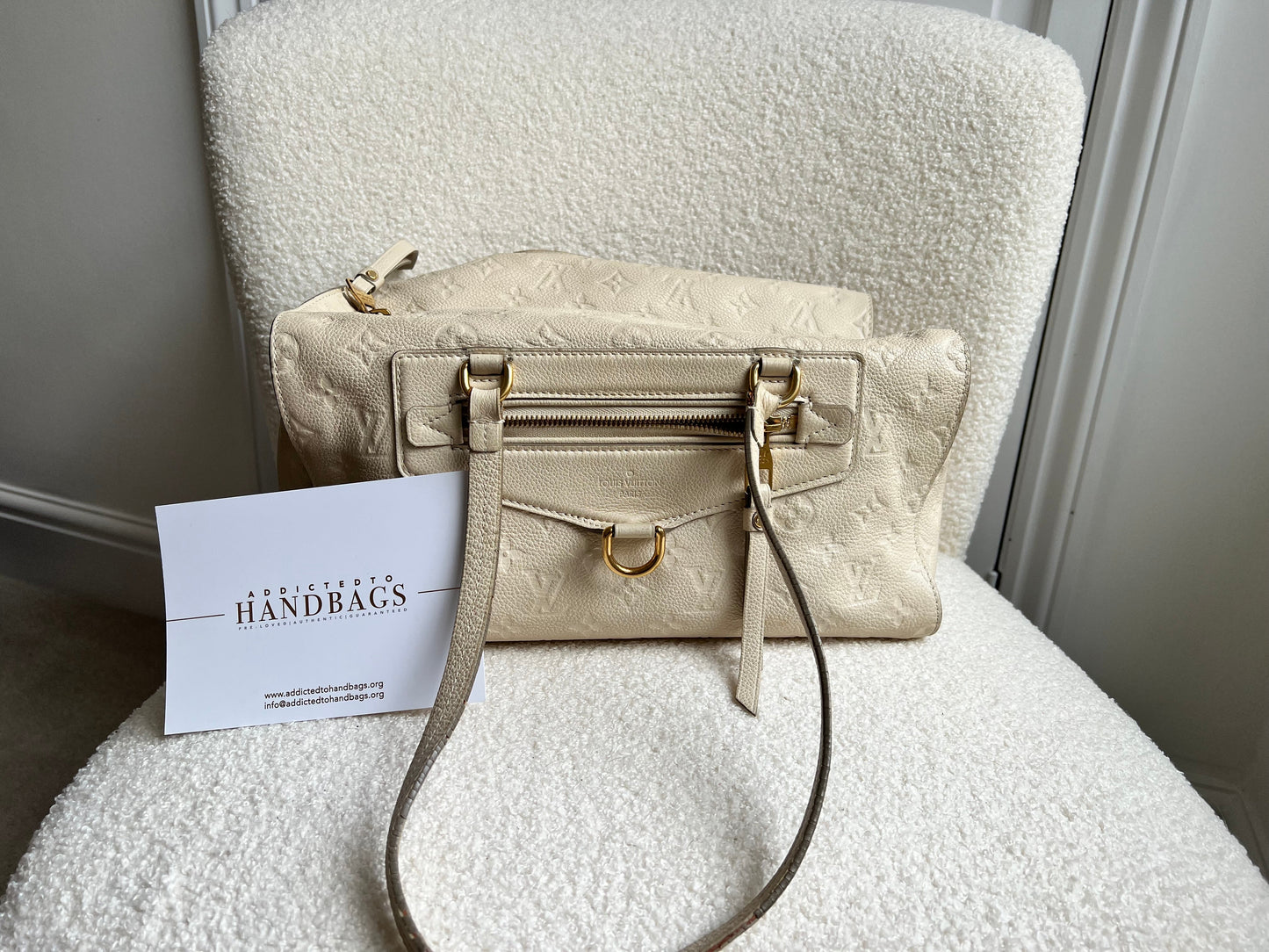 Louis Vuitton Inspiree in Cream Empreinte Leather with gold hardware