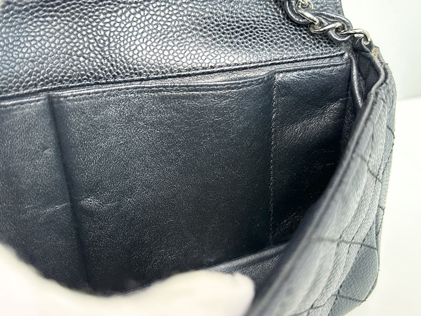 Chanel Caviar East West Flap Bag Black SHW 1131 holo card