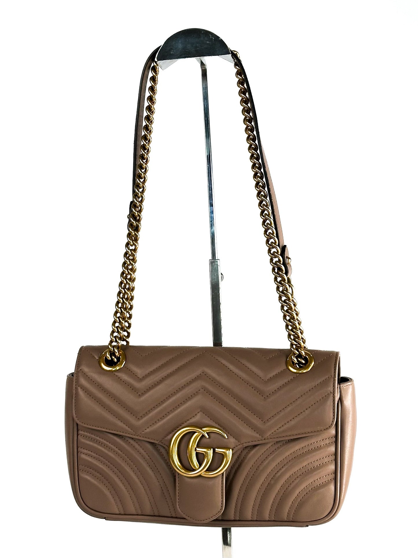 Gucci Calfskin Matelasse Small GG Marmont Shoulder Bag