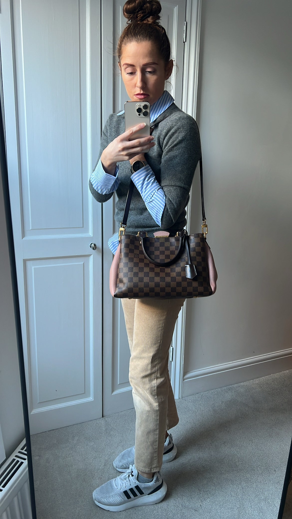 Louis Vuitton Brittany Tote in Damier Ebene and Rose Poudre (RRP £1660)