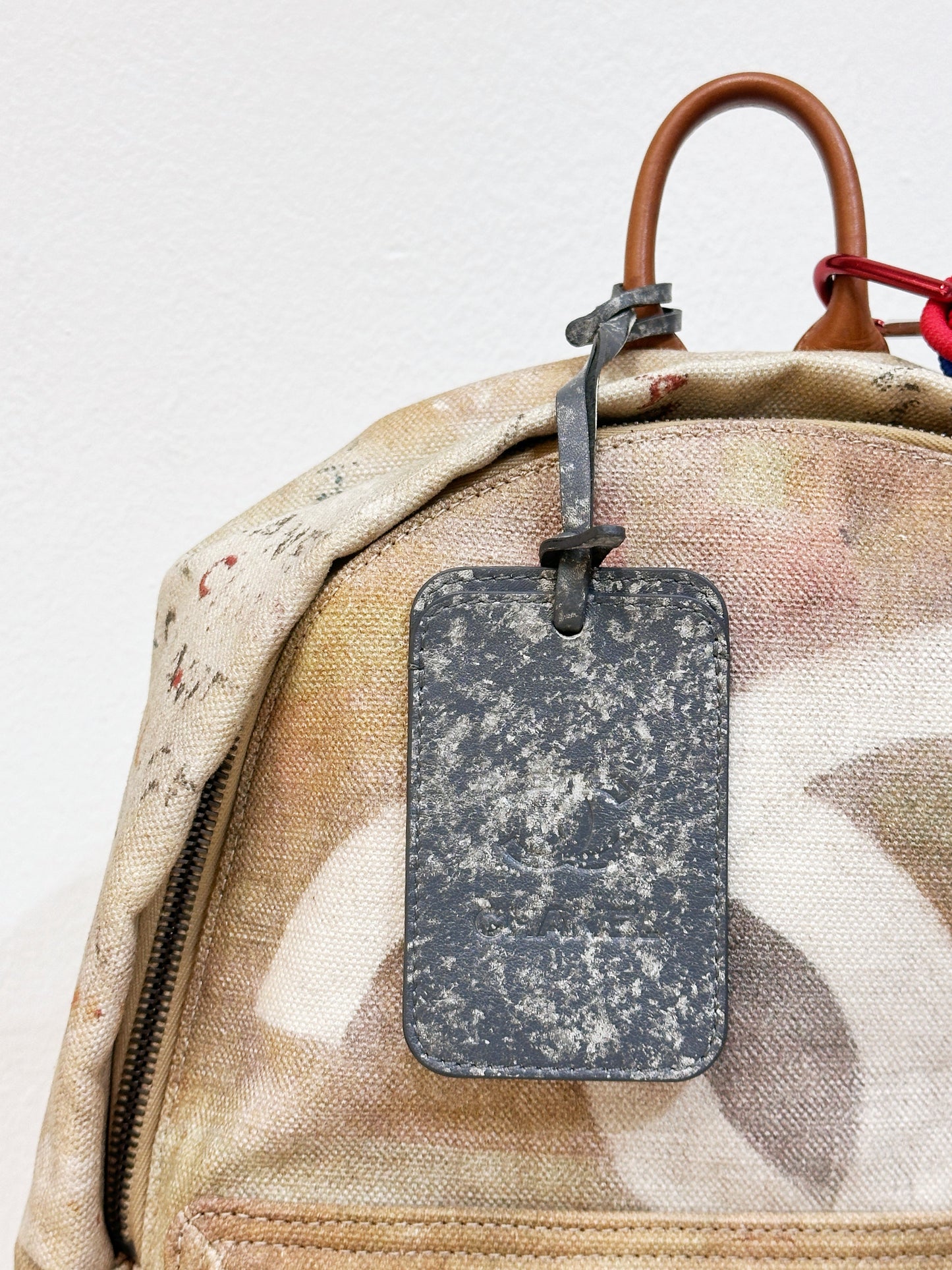 Chanel Graffiti Printed Canvas Medium Backpack Beige 1958 holo card