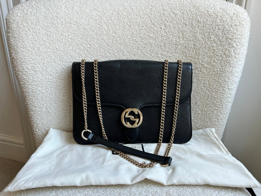 Gucci Interlocking GG Black Medium Shoulder Bag