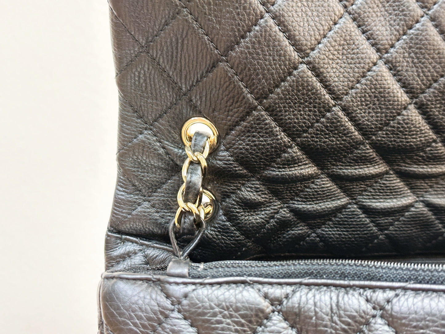 Chanel 2017 Calfskin Quilted XXL Travel Flap shoulder bag Black GHW 2382 holo card