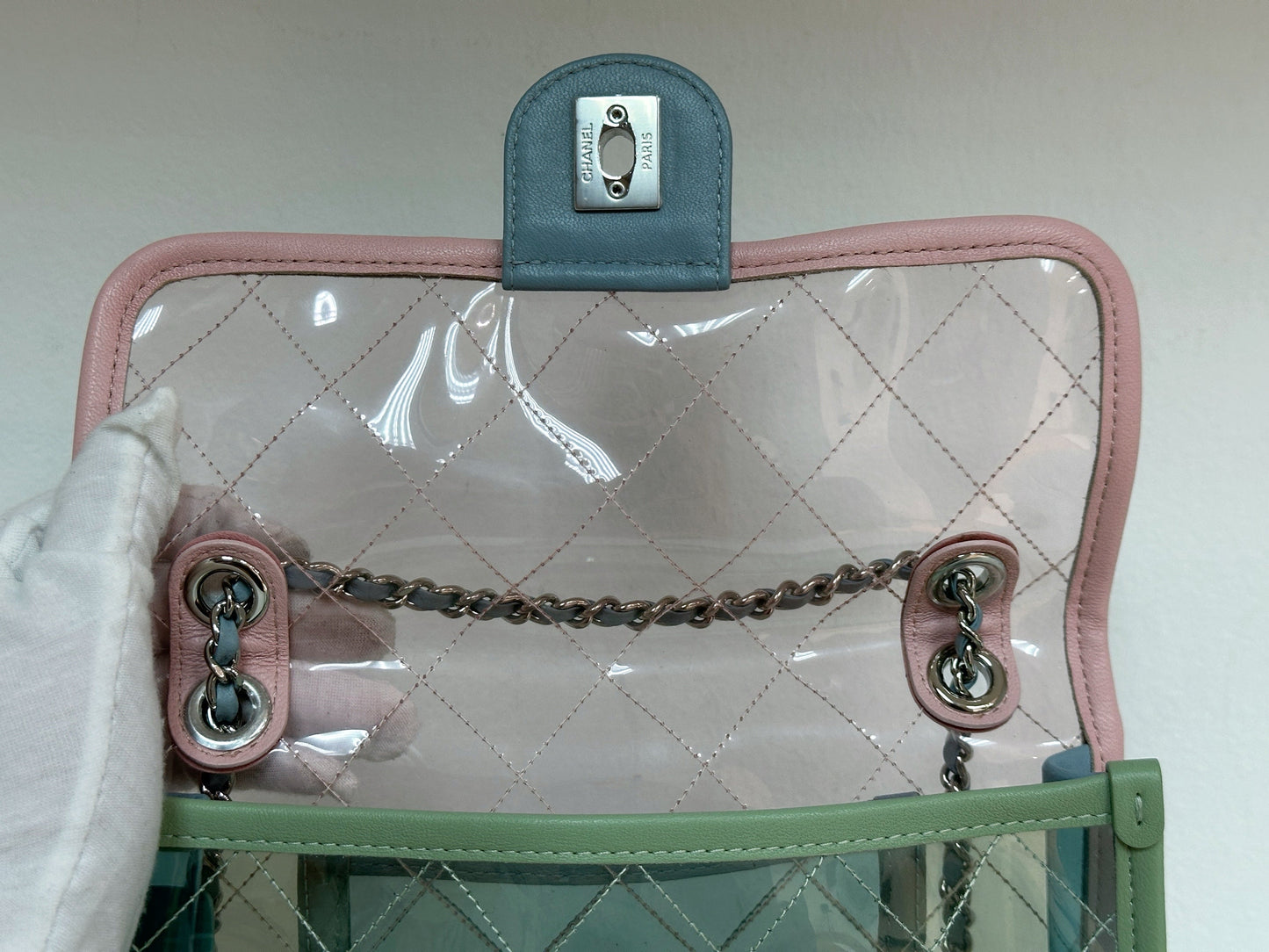 Chanel Coco Splash PVC Mini Flap Bag Pink/Blue/Green 2576 holo