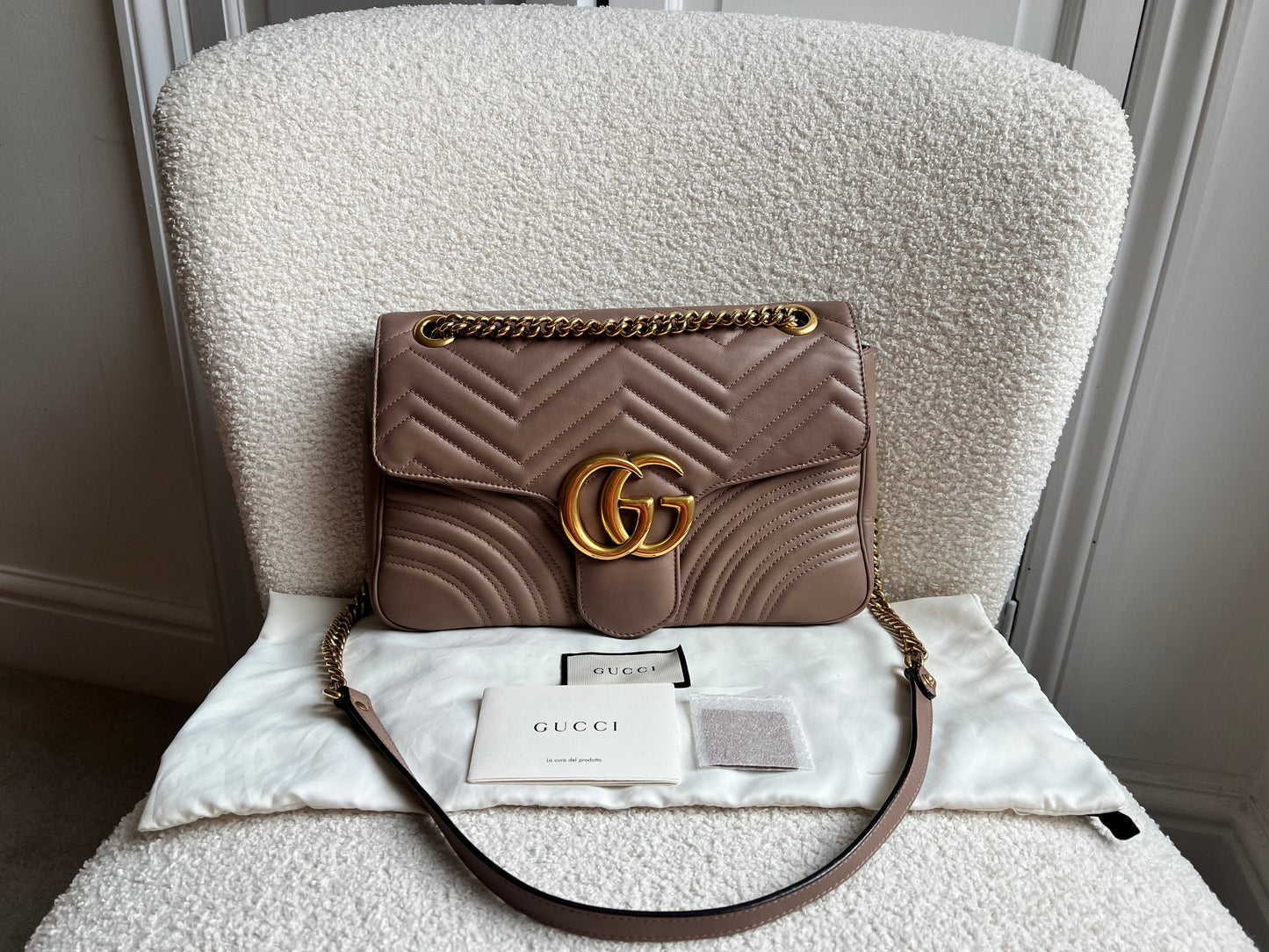 Gucci GG Dusty Pink Marmont Medium Shoulder Bag (RRP £2,070)