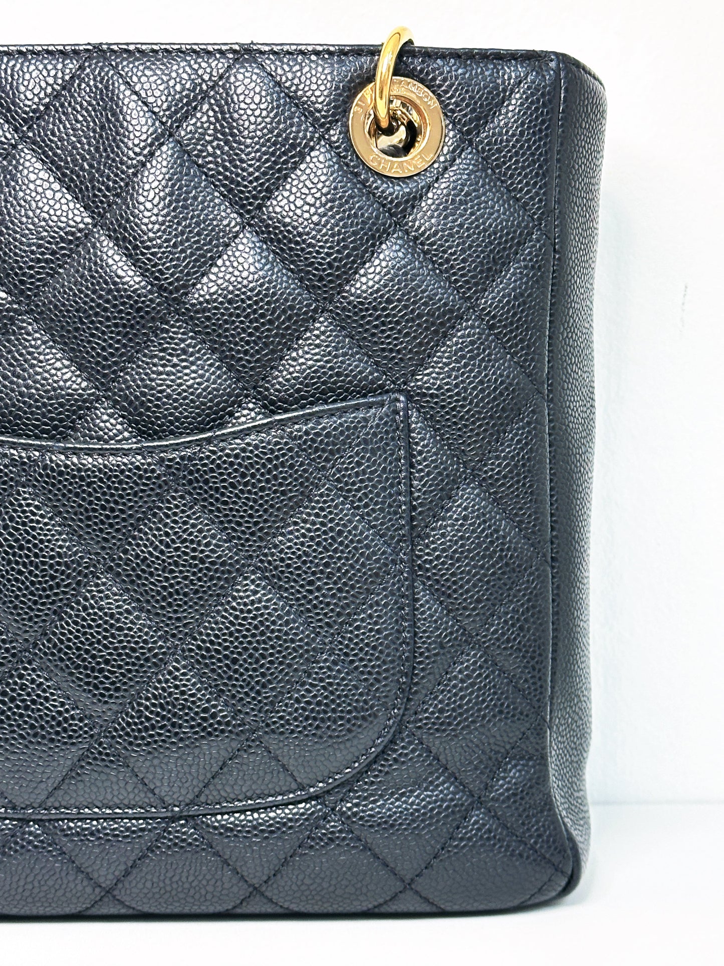 Chanel Caviar Quilted Petit Shopping Tote PST Black 1506 holo card