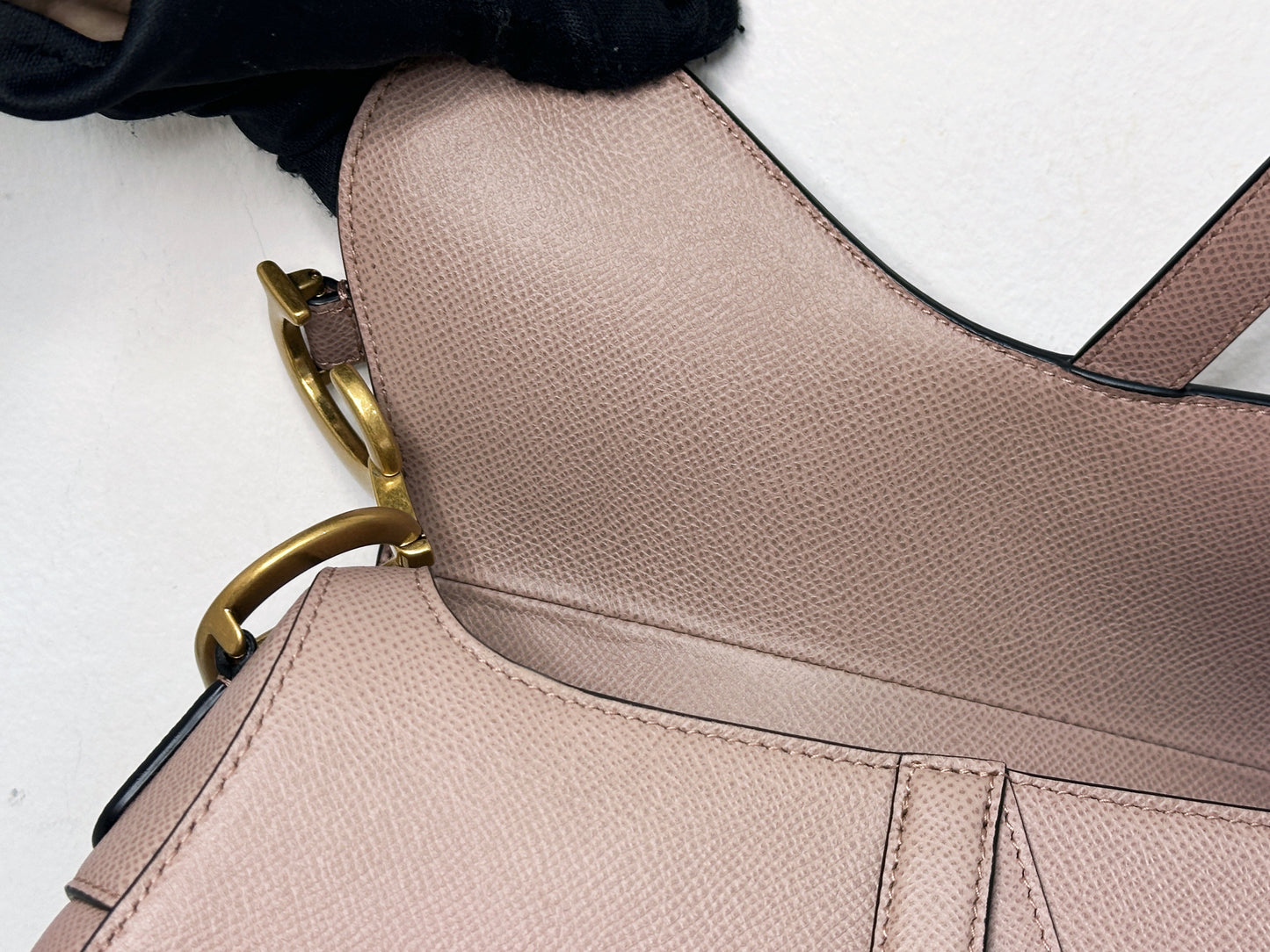 Christian Dior Saddle Bag with Strap Golden Saddle Nude Brush Grained Calfskin 2023 year