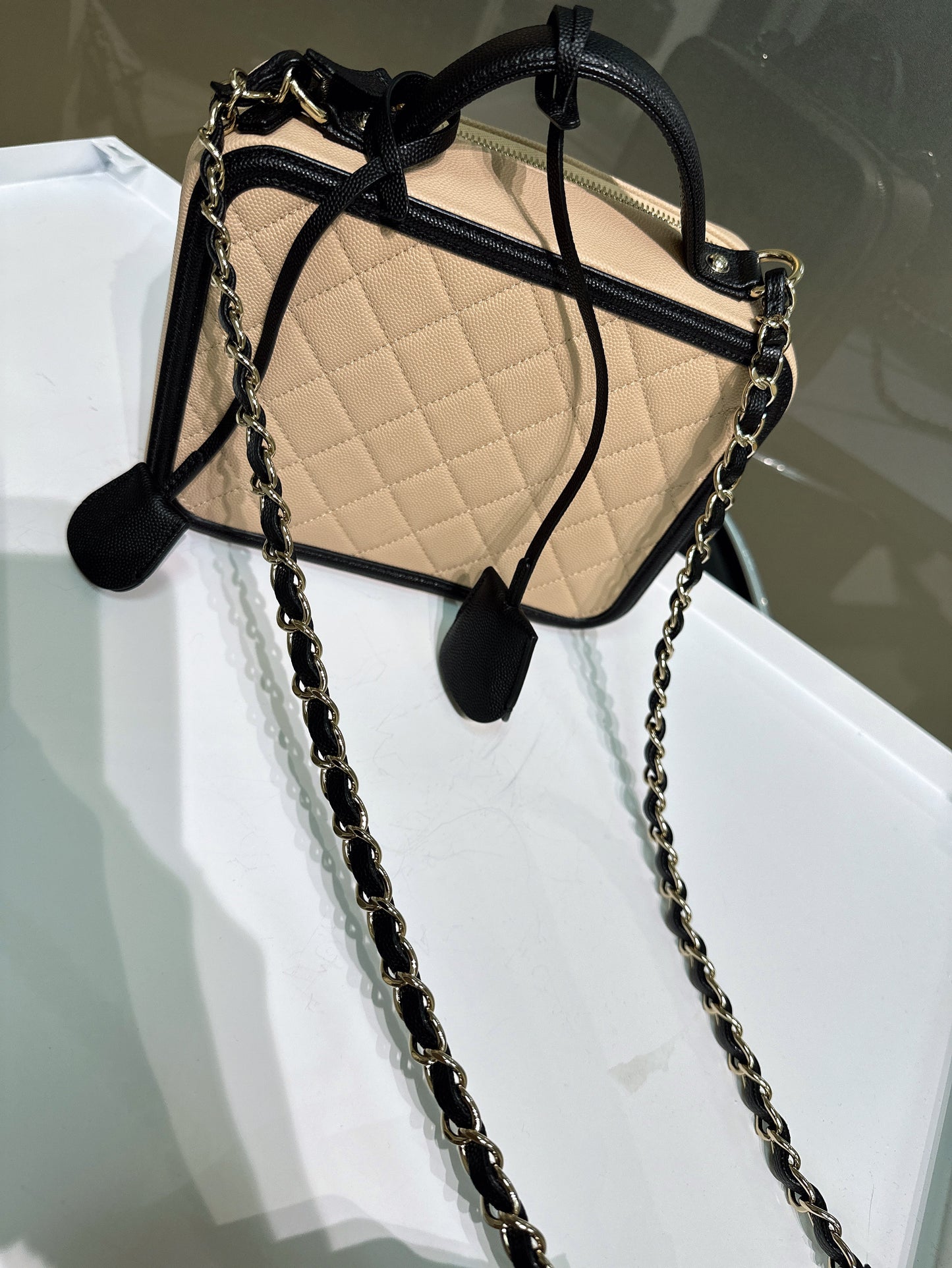 Chanel Medium Vanity Case Beige Black