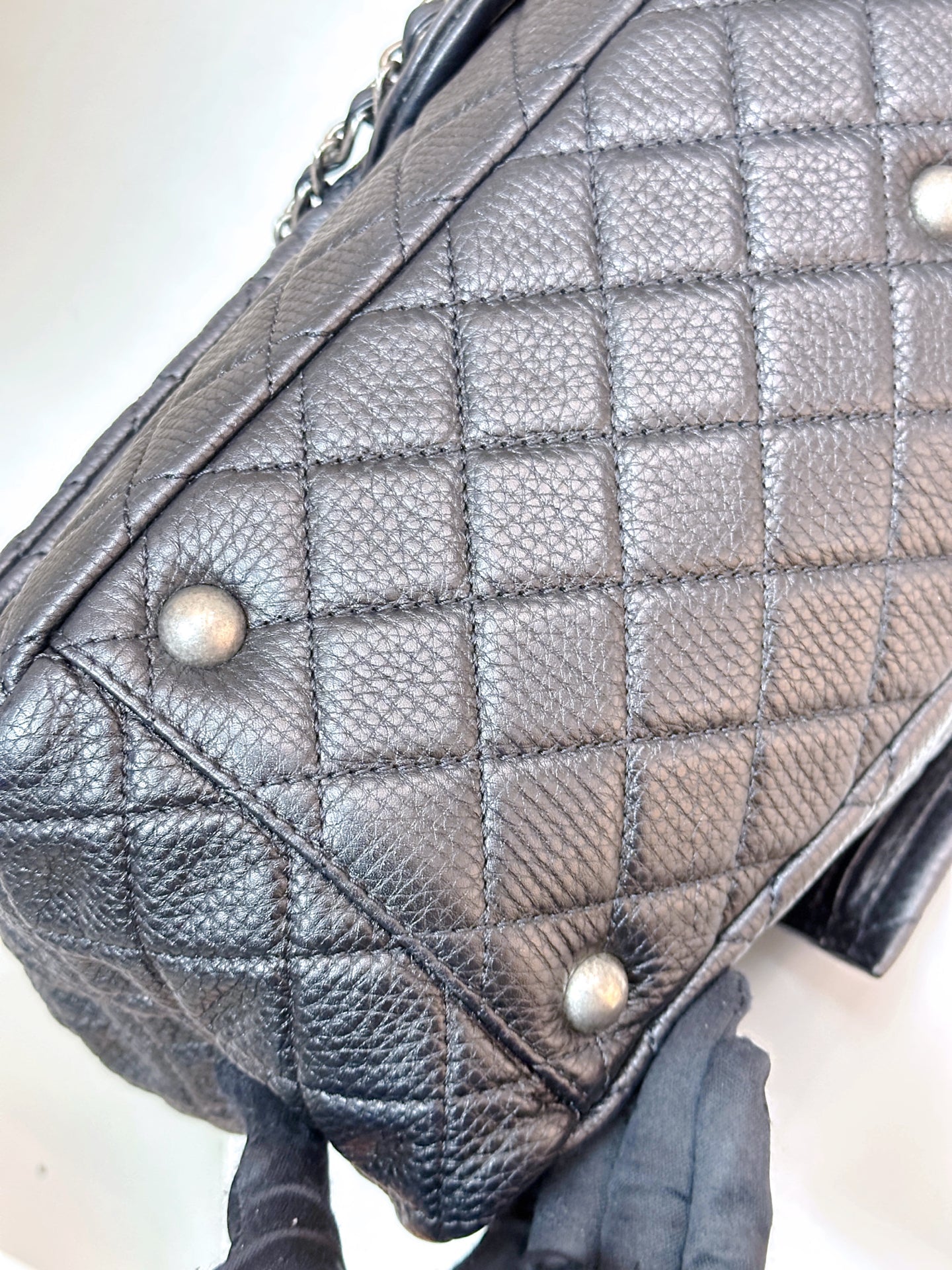 Chanel Calfskin Quilted XXL Travel Flap Bag Black 3038 holo card
