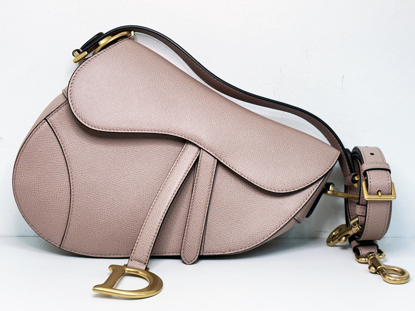 Christian Dior Saddle Bag with Strap Golden Saddle Nude Brush Grained Calfskin 2023 year