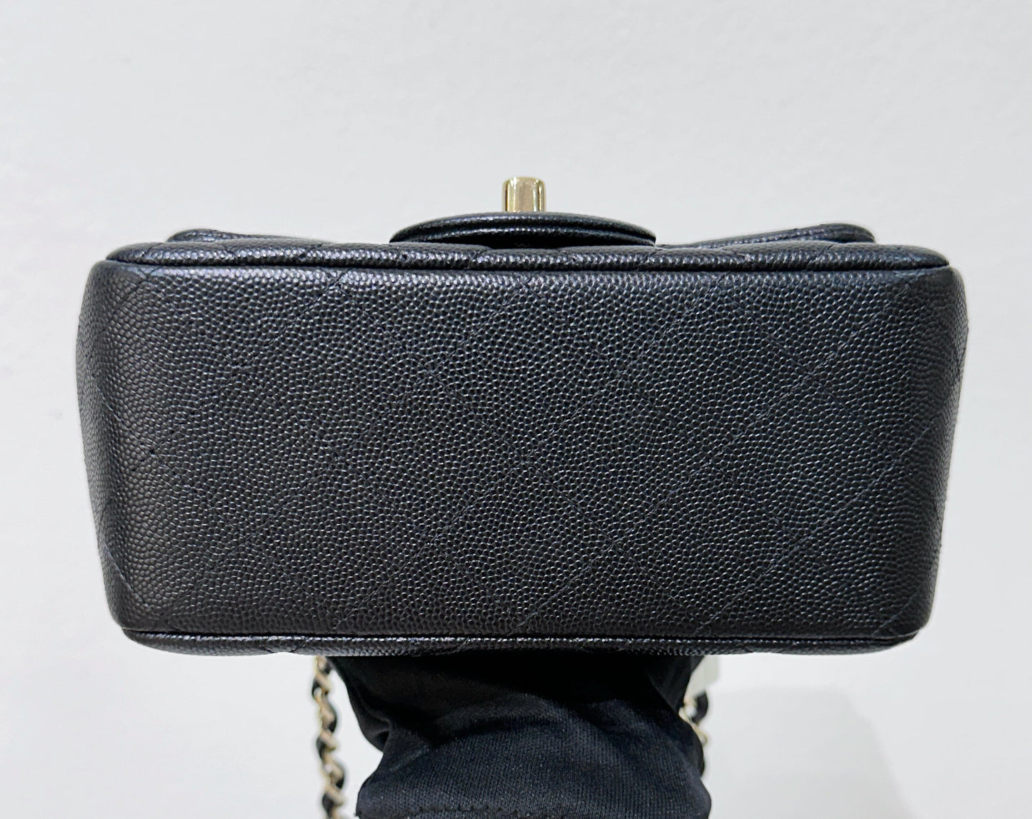 Chanel Black Mini Square Caviar Flap Bag Gold Hardware
