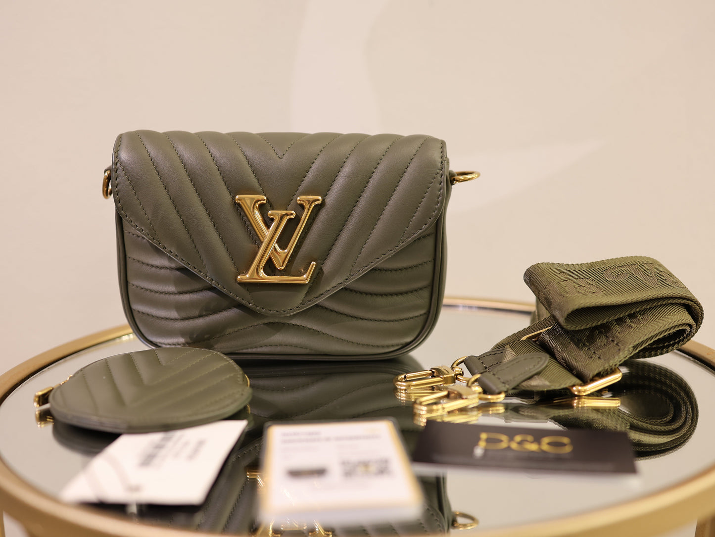 Louis Vuitton Green Khaki Leather Multi Pochette New Wave Bag