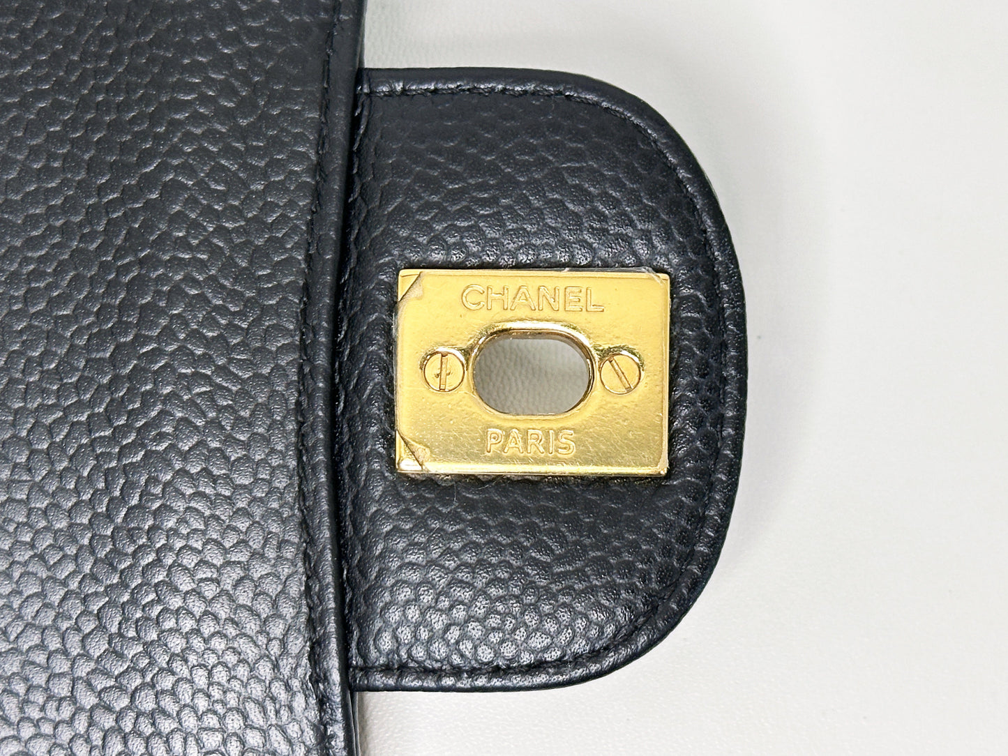 Chanel Medium Size Classic Quilted Caviar Double Flap Bag Black 1184 holo card