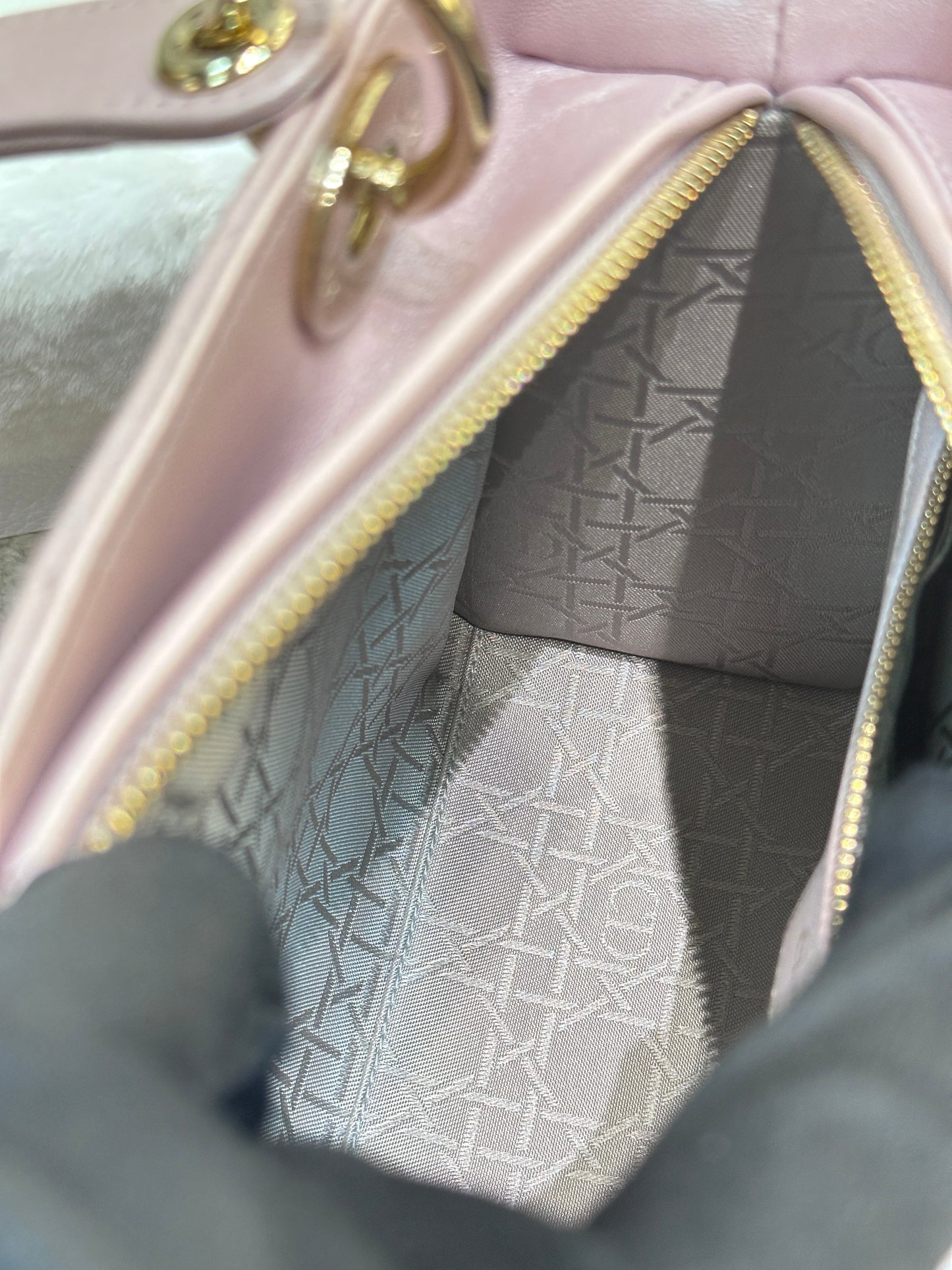 Dior Medium Lady Dior in Pearly Lotus Pink Lambskin GHW