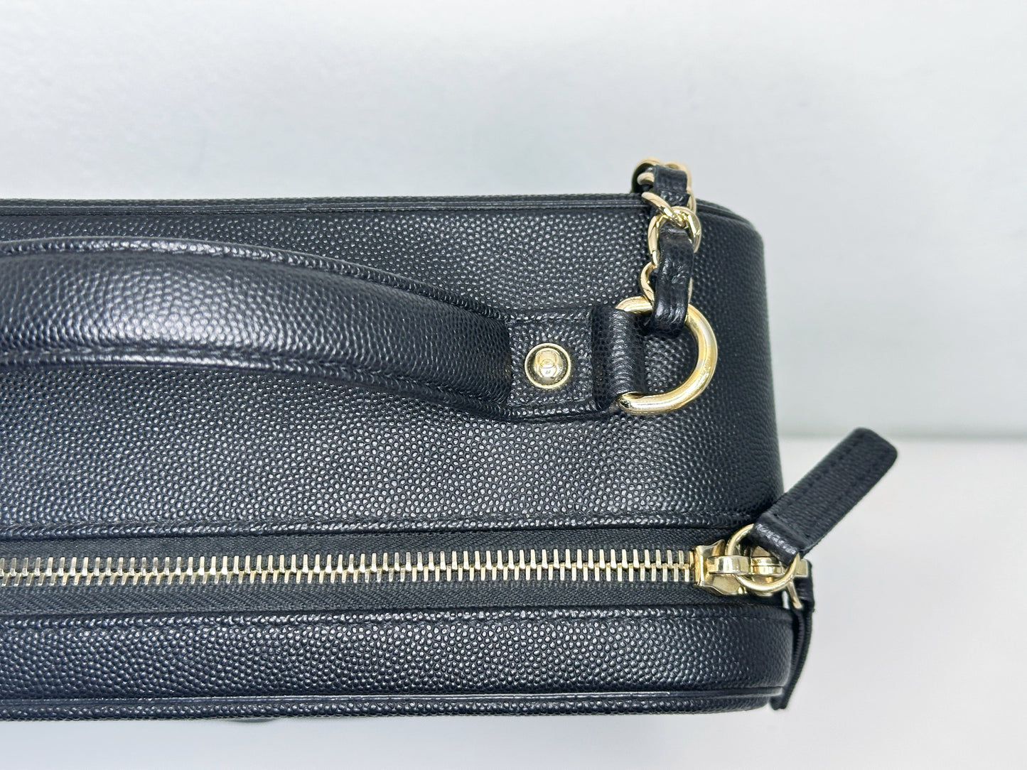 Chanel Filigree Large Black Vanity Case Bag in Caviar Leather GHW